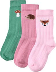 ALANA Socken mit Herbst-Motiv & Ripp-Struktur, rosa + grün, Gr. 27/29