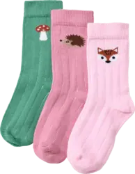 ALANA Socken mit Herbst-Motiv & Ripp-Struktur, rosa + grün, Gr. 27/29