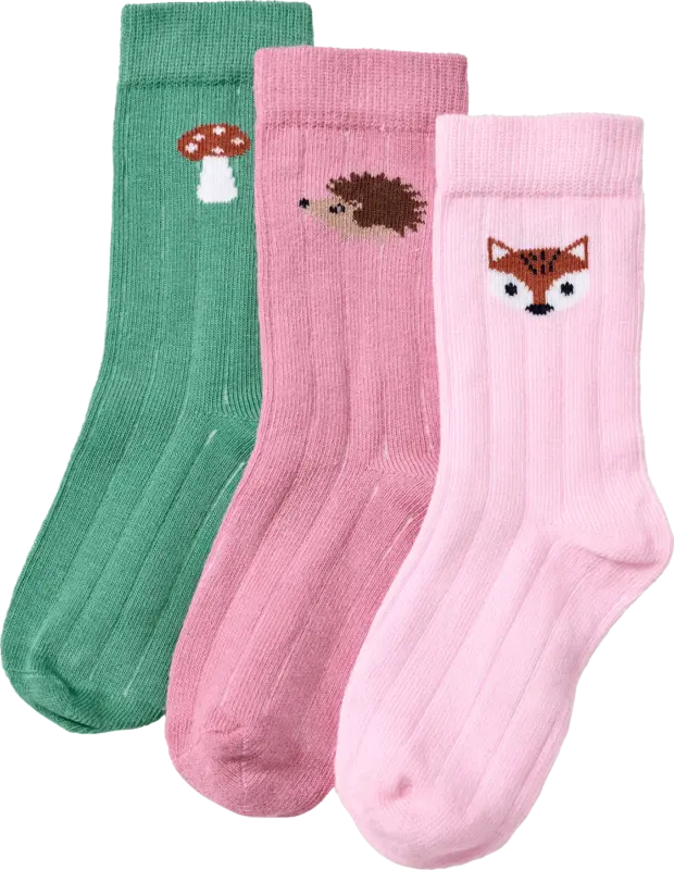 ALANA Socken mit Herbst-Motiv & Ripp-Struktur, rosa + grün, Gr. 27/29