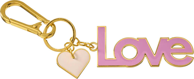 DESIGN LETTERS Schlüsselanhänger "Love", gold/rosa/creme (14,8x3x0,5 cm)