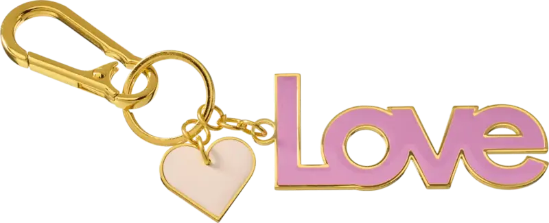 DESIGN LETTERS Schlüsselanhänger "Love", gold/rosa/creme (14,8x3x0,5 cm)