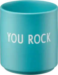 DESIGN LETTERS Lieblingsbecher aus Porzellan "YOU ROCK", aquablau (300 ml)