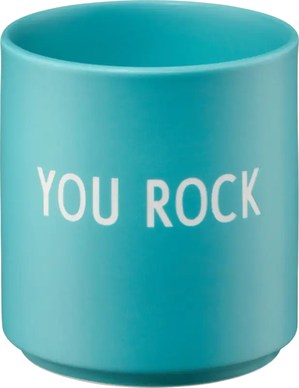 DESIGN LETTERS Lieblingsbecher aus Porzellan "YOU ROCK", aquablau (300 ml)