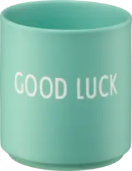 DESIGN LETTERS Lieblingsbecher aus Porzellan "GOOD LUCK", hellgrün (300 ml)