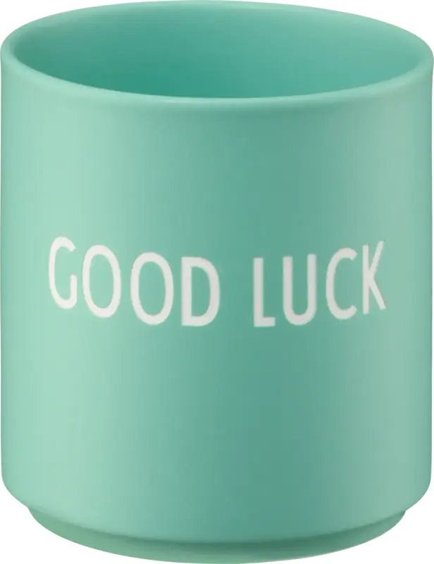 DESIGN LETTERS Lieblingsbecher aus Porzellan "GOOD LUCK", hellgrün (300 ml)
