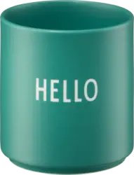 DESIGN LETTERS Lieblingsbecher aus Porzellan "HELLO", dunkelgrün (300 ml)