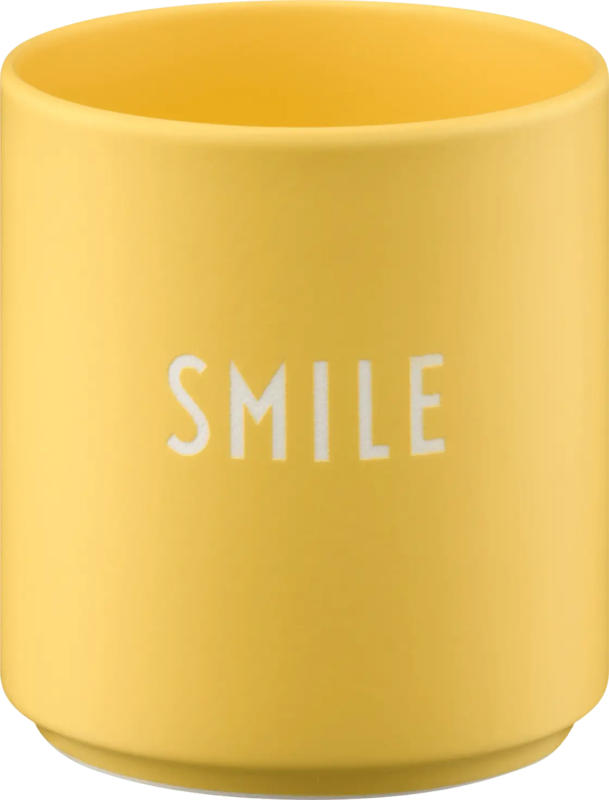 DESIGN LETTERS Lieblingsbecher aus Porzellan "SMILE", gelb (300 ml)