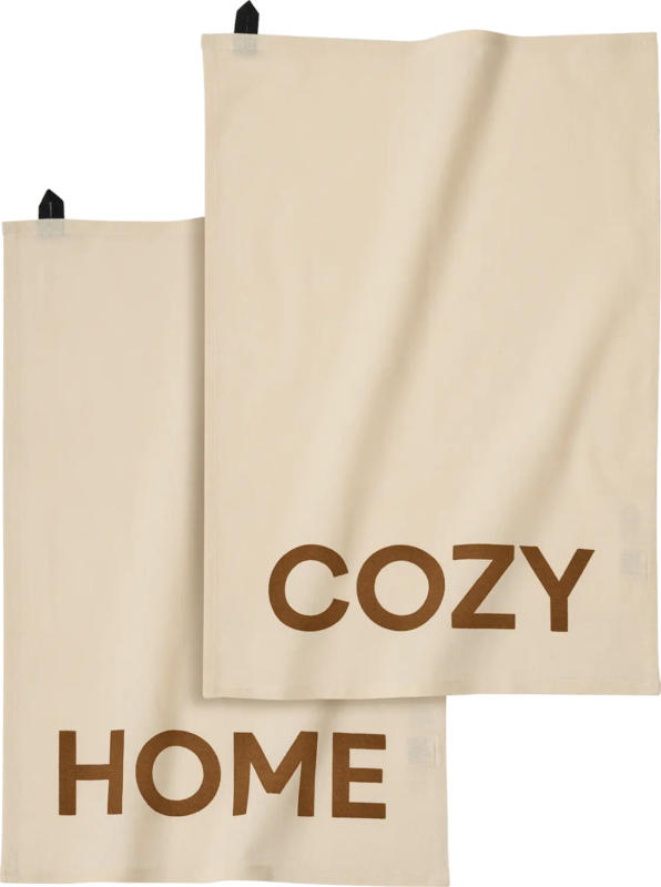 DESIGN LETTERS Geschirrtuch "COZY HOME", offwhite/braun (60x40 cm)