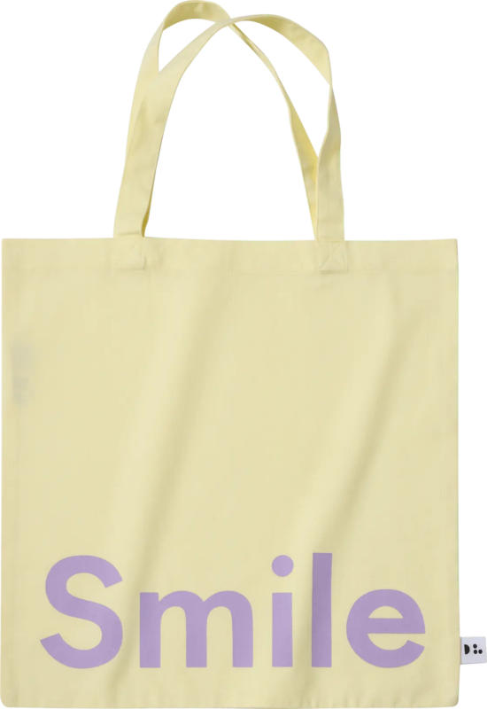 DESIGN LETTERS Tragetasche "Smile" aus Bio-Baumwolle, gelb/lavendel (44x42 cm)