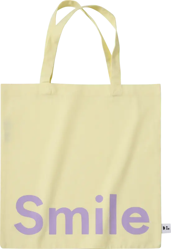 DESIGN LETTERS Tragetasche "Smile" aus Bio-Baumwolle, gelb/lavendel (44x42 cm)