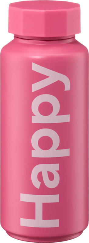 DESIGN LETTERS Thermoflasche "Happy", pink/rosa (500 ml)