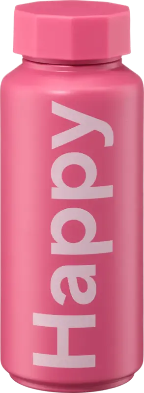 DESIGN LETTERS Thermoflasche "Happy", pink/rosa (500 ml)