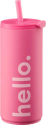 DESIGN LETTERS Trinkbecher mit Strohhalm "hello.", pink/rosé (500 ml)