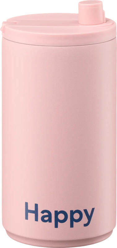 DESIGN LETTERS Reisebecher "Happy", rosa/blau (350 ml)