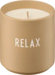 DESIGN LETTERS Duftkerze im Porzellanbecher "RELAX", beige (8,8x8 cm)