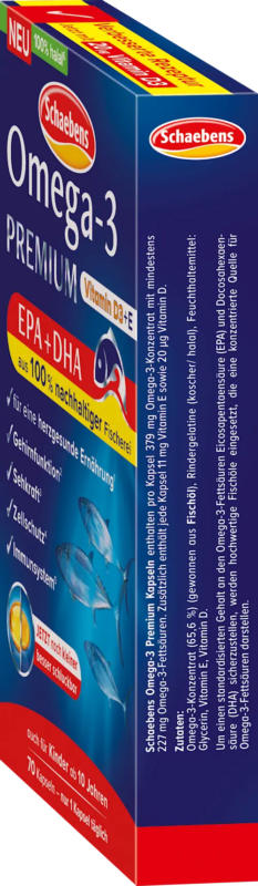 Schaebens Omega-3 Premium Fischöl Kapseln 70 St