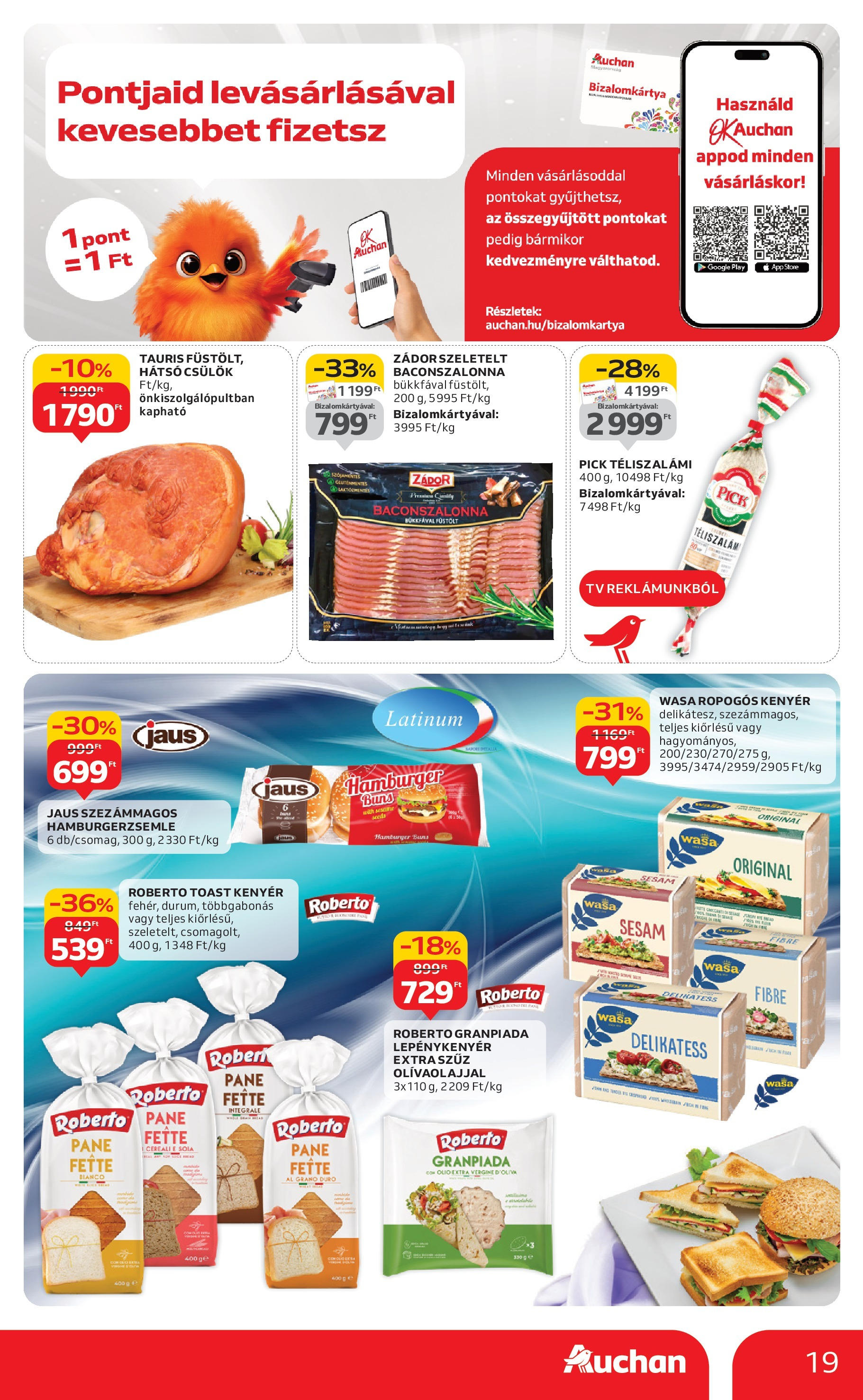 Akciós újság új Auchan - 2025.09.04. -tól/töl ⏳ | Oldal: 19 | Termékek: Hamburgerzsemle, TV, Kenyér, Gluténmentes Auchan Akciós újság Miskolc - 2025.09.04. -tól/töl > akció, lapozható szórólap 🛍️ | Oldal: 19 | Termékek: Hamburgerzsemle, TV, Kenyér, Gluténmentes