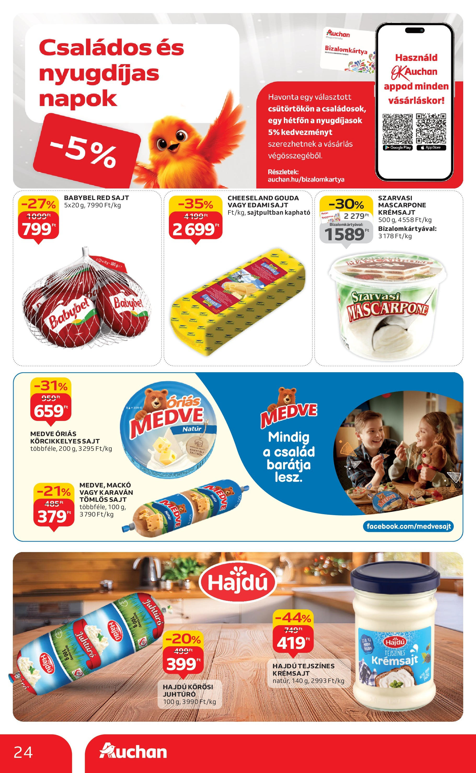 Akciós újság új Auchan - 2025.09.04. -tól/töl ⏳ | Oldal: 24 | Termékek: Tomlos sajt, Krémsajt, Edami sajt, Svinjska rebra Auchan Akciós újság Miskolc - 2025.09.04. -tól/töl > akció, lapozható szórólap 🛍️ | Oldal: 24 | Termékek: Tomlos sajt, Krémsajt, Edami sajt, Svinjska rebra