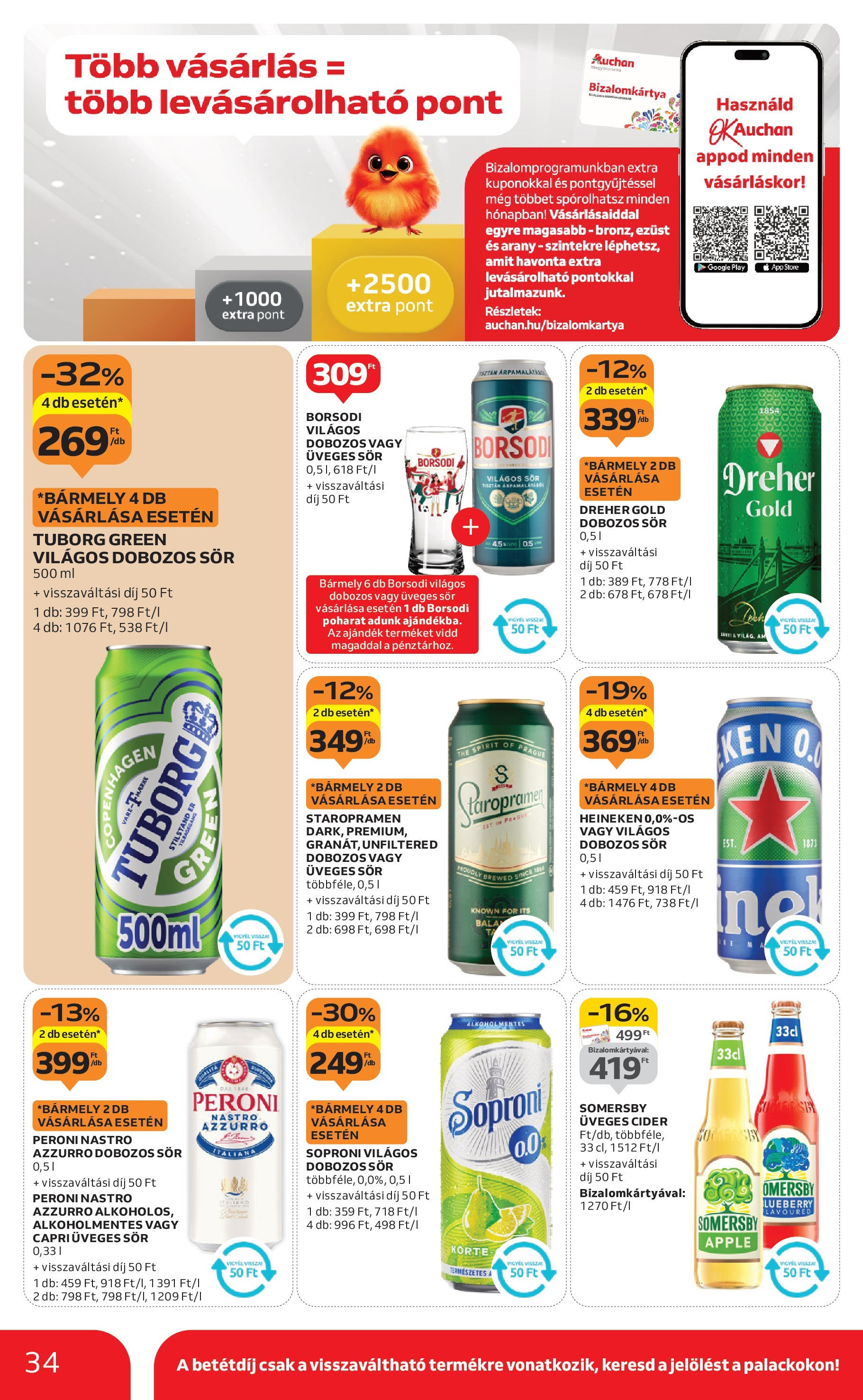 Akciós újság új Auchan - 2025.09.04. -tól/töl ⏳ | Oldal: 34 | Termékek: Körte, Heineken, Cider, Dobozos sör Auchan Akciós újság Miskolc - 2025.09.04. -tól/töl > akció, lapozható szórólap 🛍️ | Oldal: 34 | Termékek: Körte, Heineken, Cider, Dobozos sör