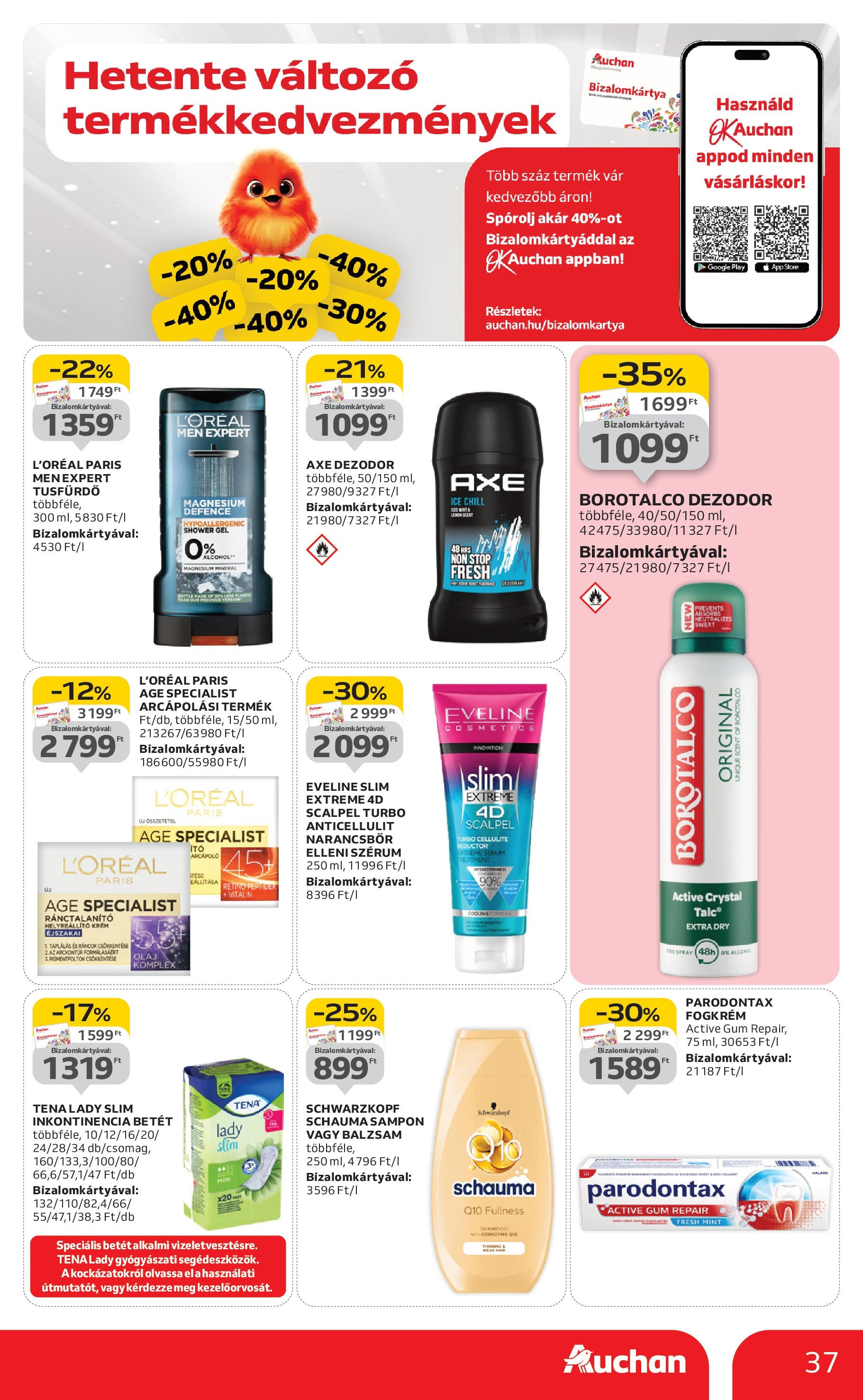 Akciós újság új Auchan - 2025.09.04. -tól/töl ⏳ | Oldal: 37 | Termékek: Olaj, Tusfürdő, Dezodor, Fogkrém Auchan Akciós újság Miskolc - 2025.09.04. -tól/töl > akció, lapozható szórólap 🛍️ | Oldal: 37 | Termékek: Olaj, Tusfürdő, Dezodor, Fogkrém