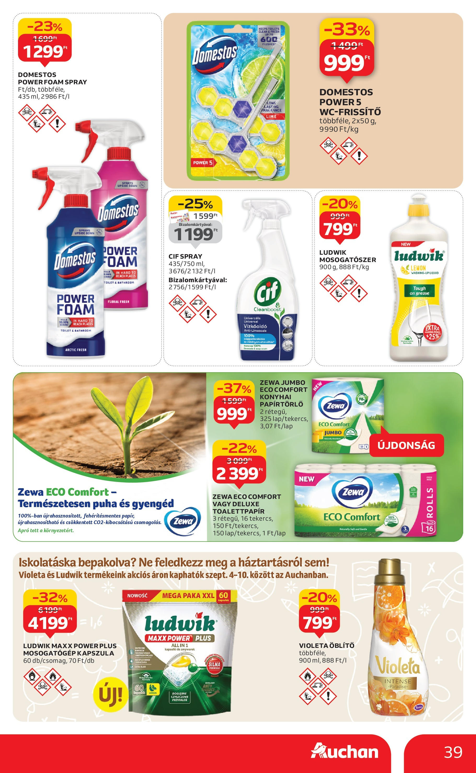 Akciós újság új Auchan - 2025.09.04. -tól/töl ⏳ | Oldal: 39 | Termékek: Papírtörlő, Vízkőoldó, Mosogatógép kapszula, Mosogatószer Auchan Akciós újság Miskolc - 2025.09.04. -tól/töl > akció, lapozható szórólap 🛍️ | Oldal: 39 | Termékek: Papírtörlő, Vízkőoldó, Mosogatógép kapszula, Mosogatószer