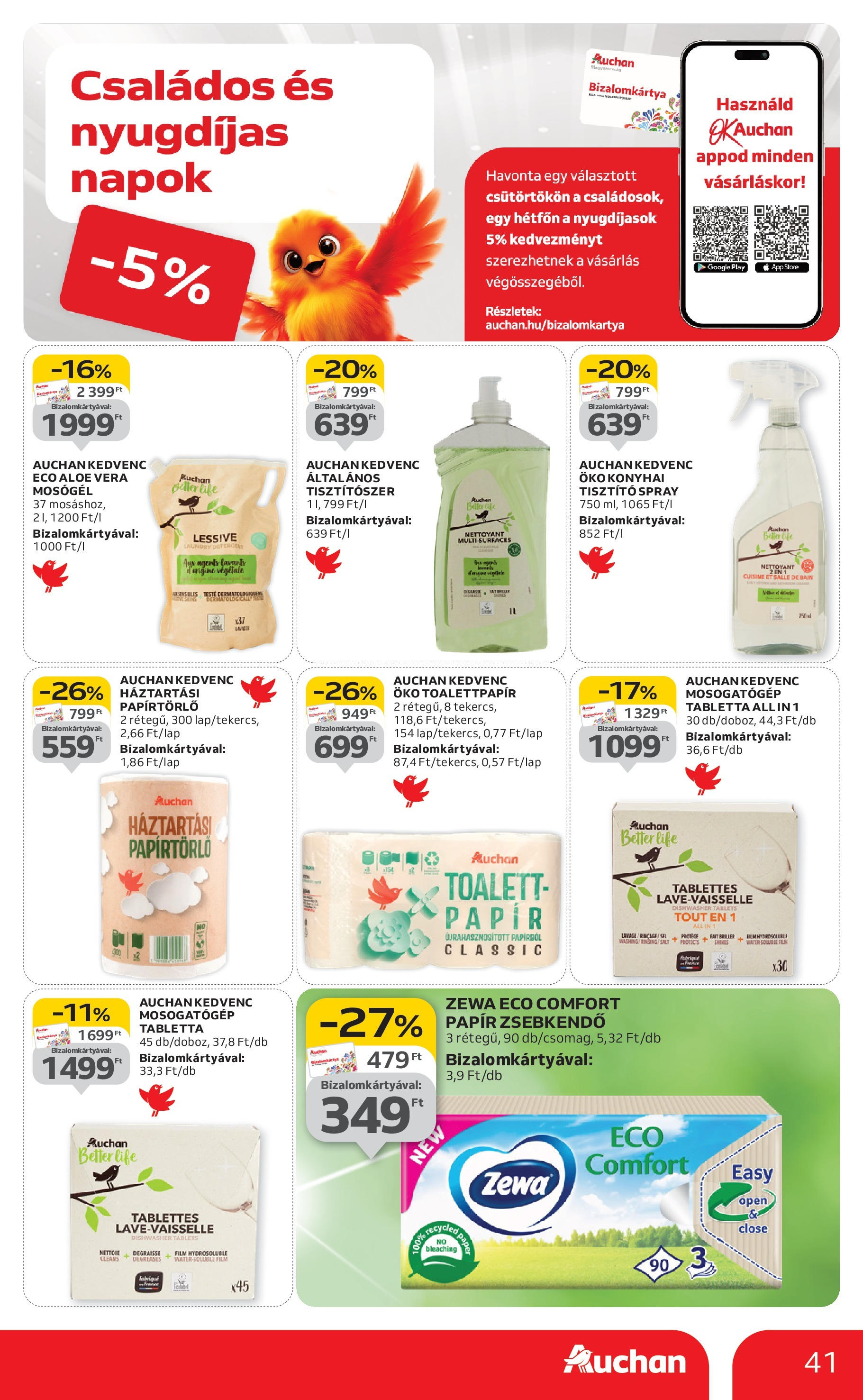 Akciós újság új Auchan - 2025.09.04. -tól/töl ⏳ | Oldal: 41 | Termékek: Papírtörlő, Mosogatógép, Aloe vera, Mosogatógép tabletta Auchan Akciós újság Miskolc - 2025.09.04. -tól/töl > akció, lapozható szórólap 🛍️ | Oldal: 41 | Termékek: Papírtörlő, Mosogatógép, Aloe vera, Mosogatógép tabletta