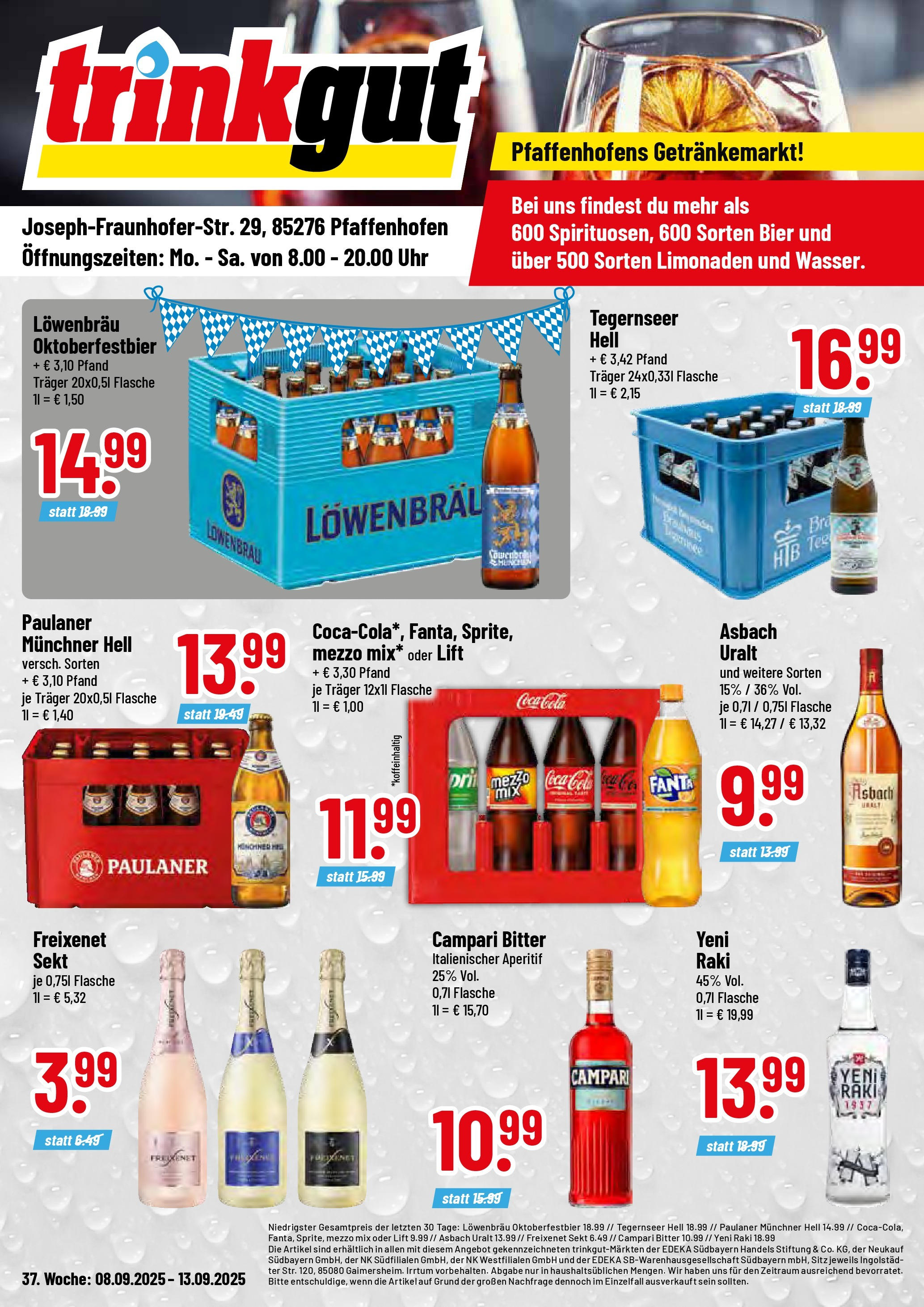 Trinkgut - trinkgut: Wochenangebote (ab 07.09.2025) » Angebote ab Montag | Seite: 1 | Produkte: Cola, Campari, Uhr, Paulaner Trinkgut - trinkgut: Wochenangebote (ab 07.09.2025) » Angebote online | Seite: 1 | Produkte: Cola, Campari, Uhr, Paulaner