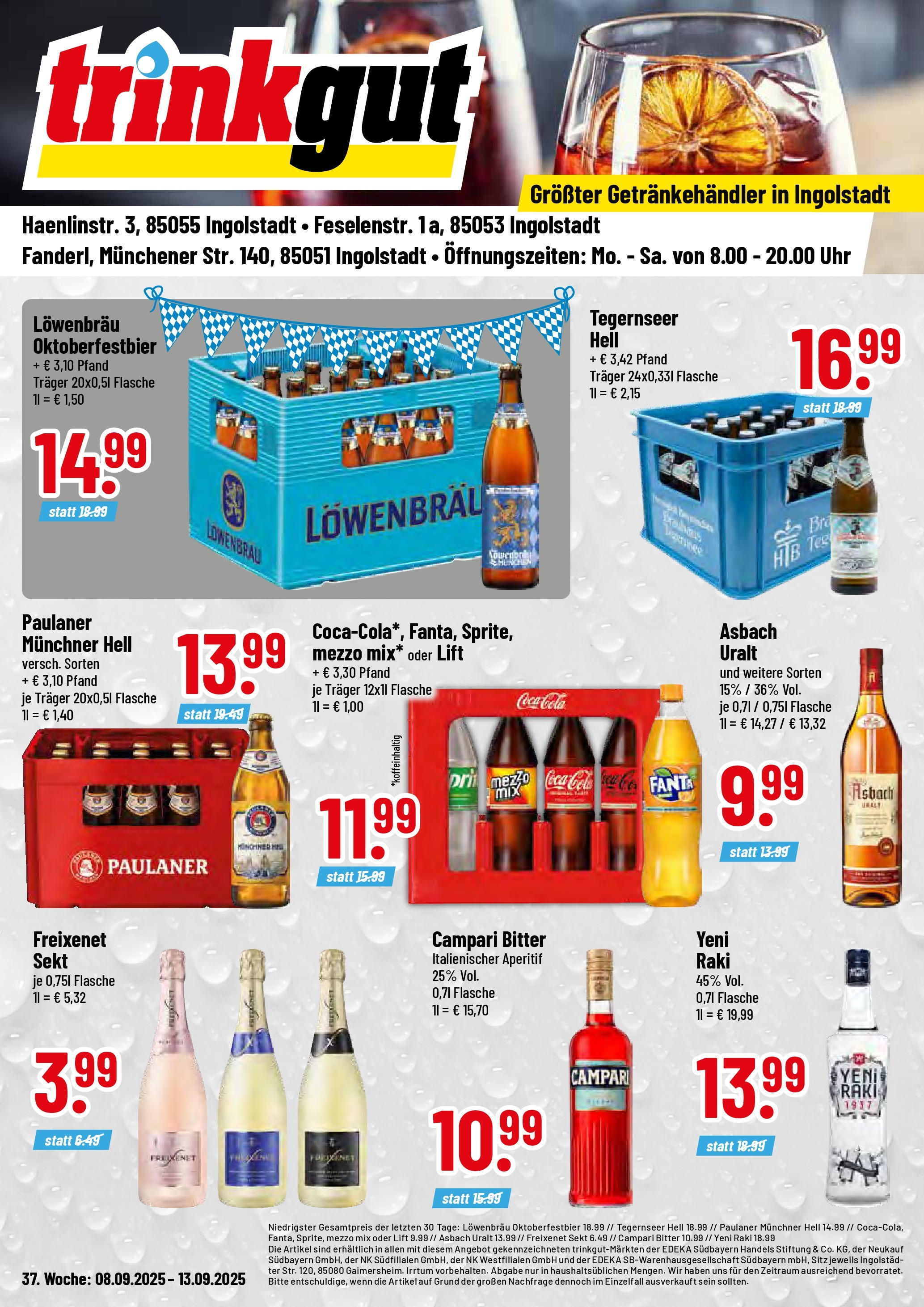 Trinkgut - trinkgut: Wochenangebote (ab 07.09.2025) » Angebote ab Montag | Seite: 1 | Produkte: Mezzo mix, Fanta, Sekt, Paulaner Trinkgut - trinkgut: Wochenangebote (ab 07.09.2025) » Angebote online | Seite: 1 | Produkte: Mezzo mix, Fanta, Sekt, Paulaner