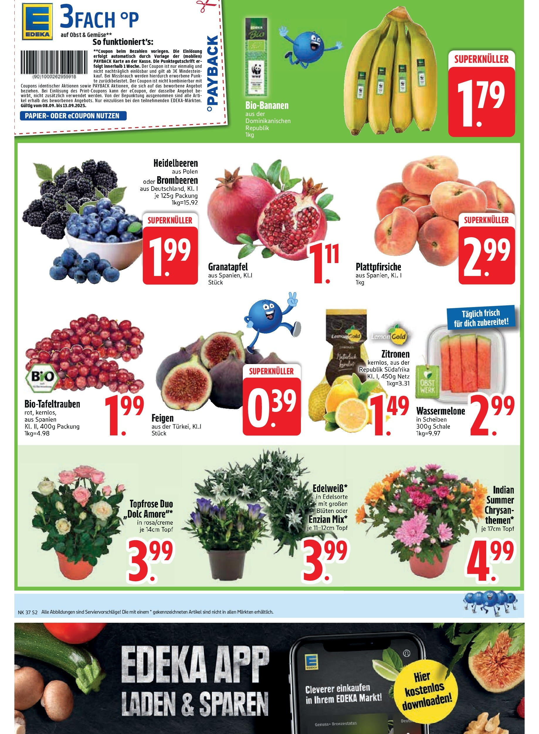 Edeka prospekt Kirchseeon (ab 07.09.2025) » Angebote Online | Seite: 4 | Produkte: Heidelbeeren, Gemüse, Obst, Zitronen Edeka prospekt Kirchseeon (ab 07.09.2025) » Angebote Online | Seite: 4 | Produkte: Heidelbeeren, Gemüse, Obst, Zitronen