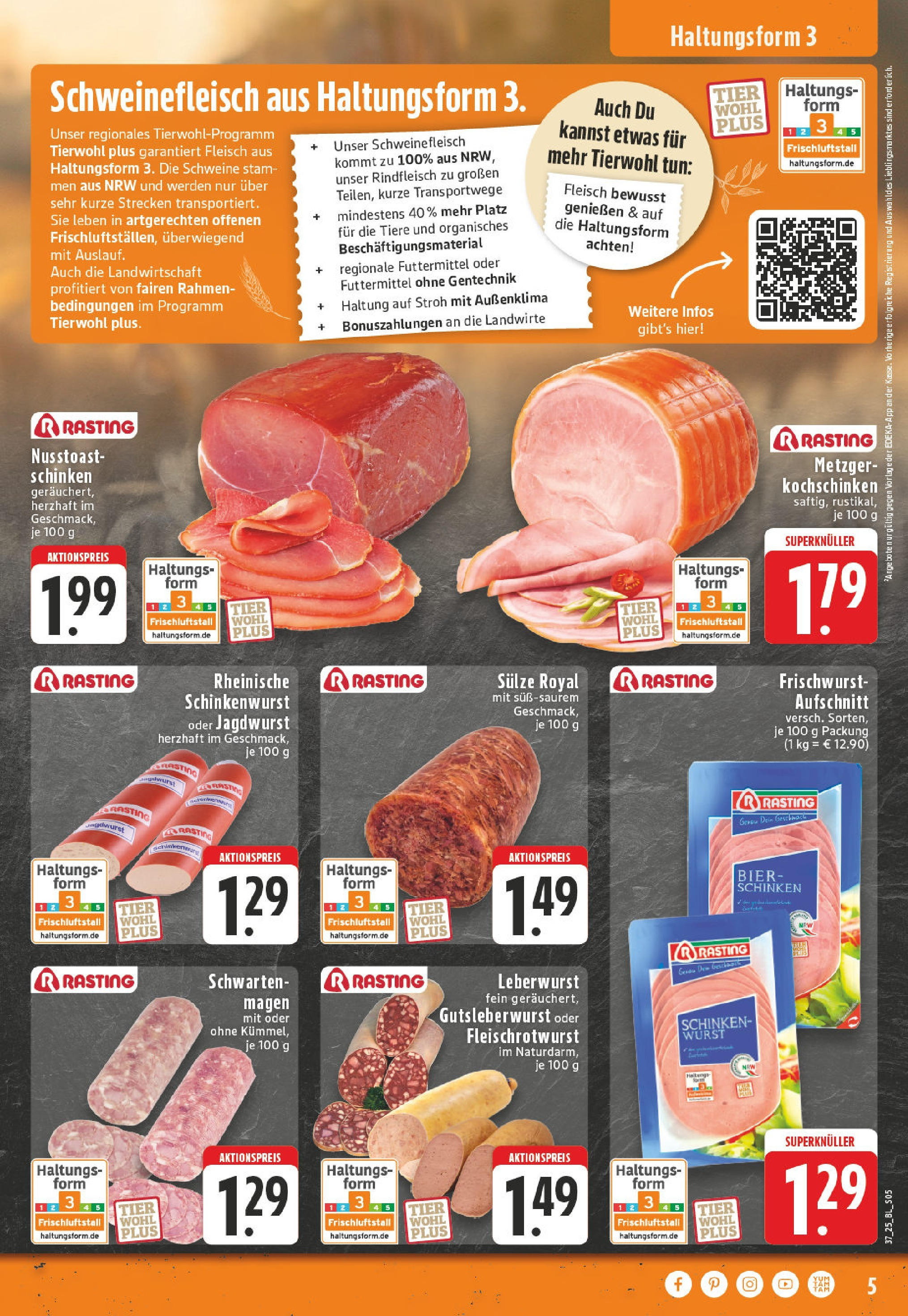 Edeka prospekt Adenau / Eifel (ab 07.09.2025) » Angebote Online | Seite: 5 | Produkte: Wurst, Schinken, Schweinefleisch, Fleisch Edeka prospekt Adenau / Eifel (ab 07.09.2025) » Angebote Online | Seite: 5 | Produkte: Wurst, Schinken, Schweinefleisch, Fleisch