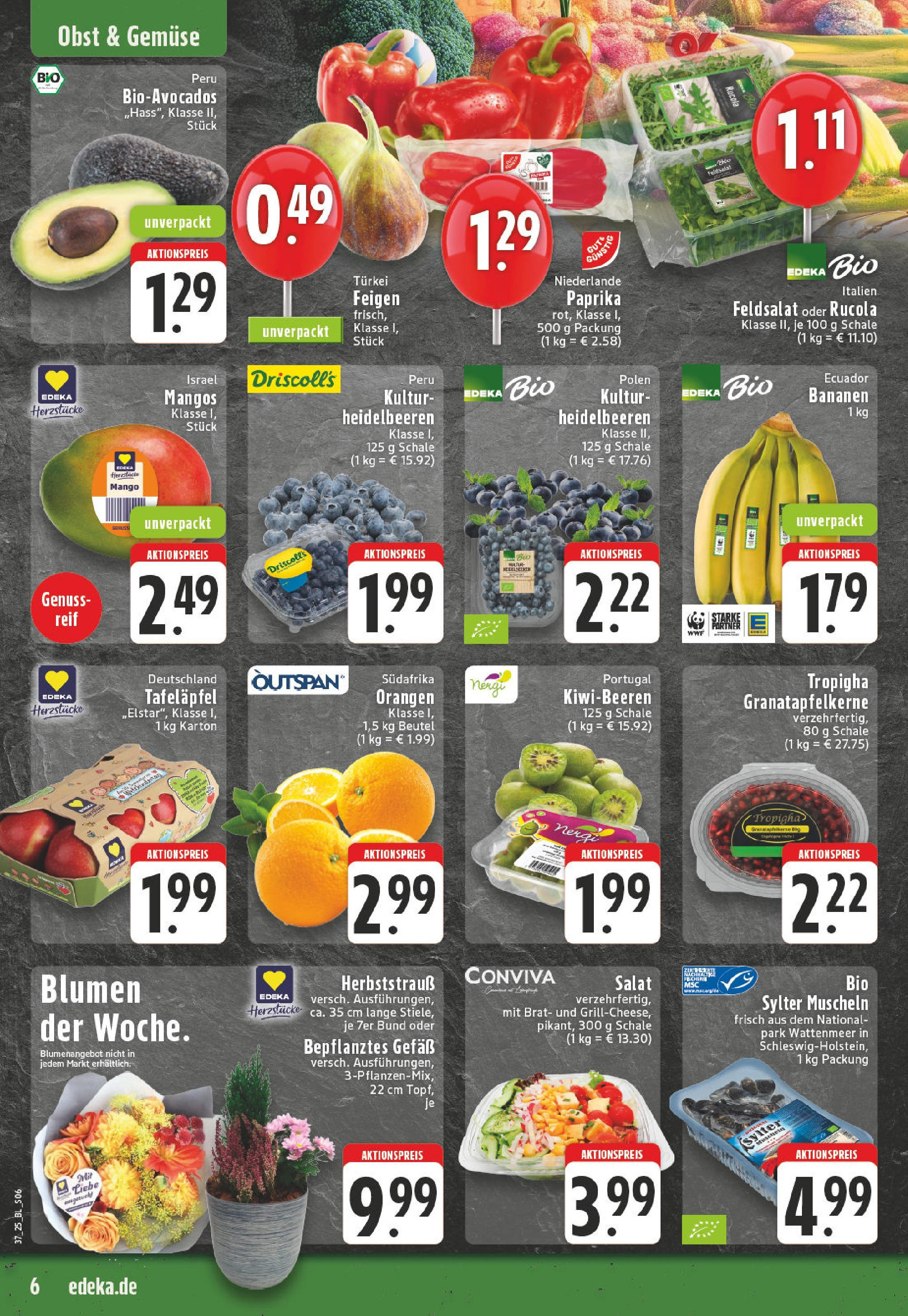 Edeka prospekt Adenau / Eifel (ab 07.09.2025) » Angebote Online | Seite: 6 | Produkte: Bananen, Orangen, Heidelbeeren, Obst Edeka prospekt Adenau / Eifel (ab 07.09.2025) » Angebote Online | Seite: 6 | Produkte: Bananen, Orangen, Heidelbeeren, Obst