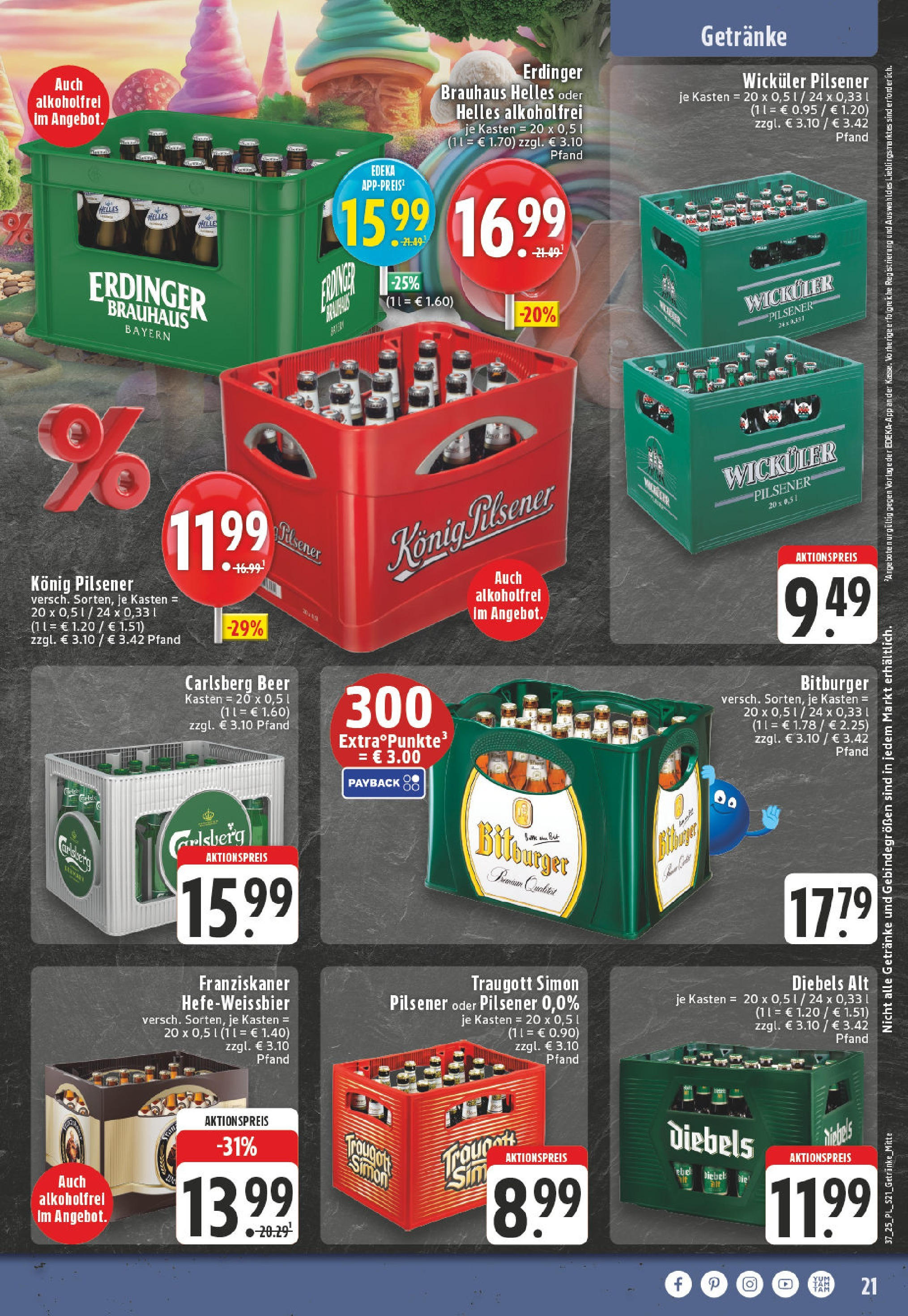 Edeka prospekt Castrop-Rauxel (ab 07.09.2025) » Angebote Online | Seite: 21 | Produkte: Bitburger, Franziskaner, Konig pilsener, Carlsberg Edeka prospekt Castrop-Rauxel (ab 07.09.2025) » Angebote Online | Seite: 21 | Produkte: Bitburger, Franziskaner, Konig pilsener, Carlsberg
