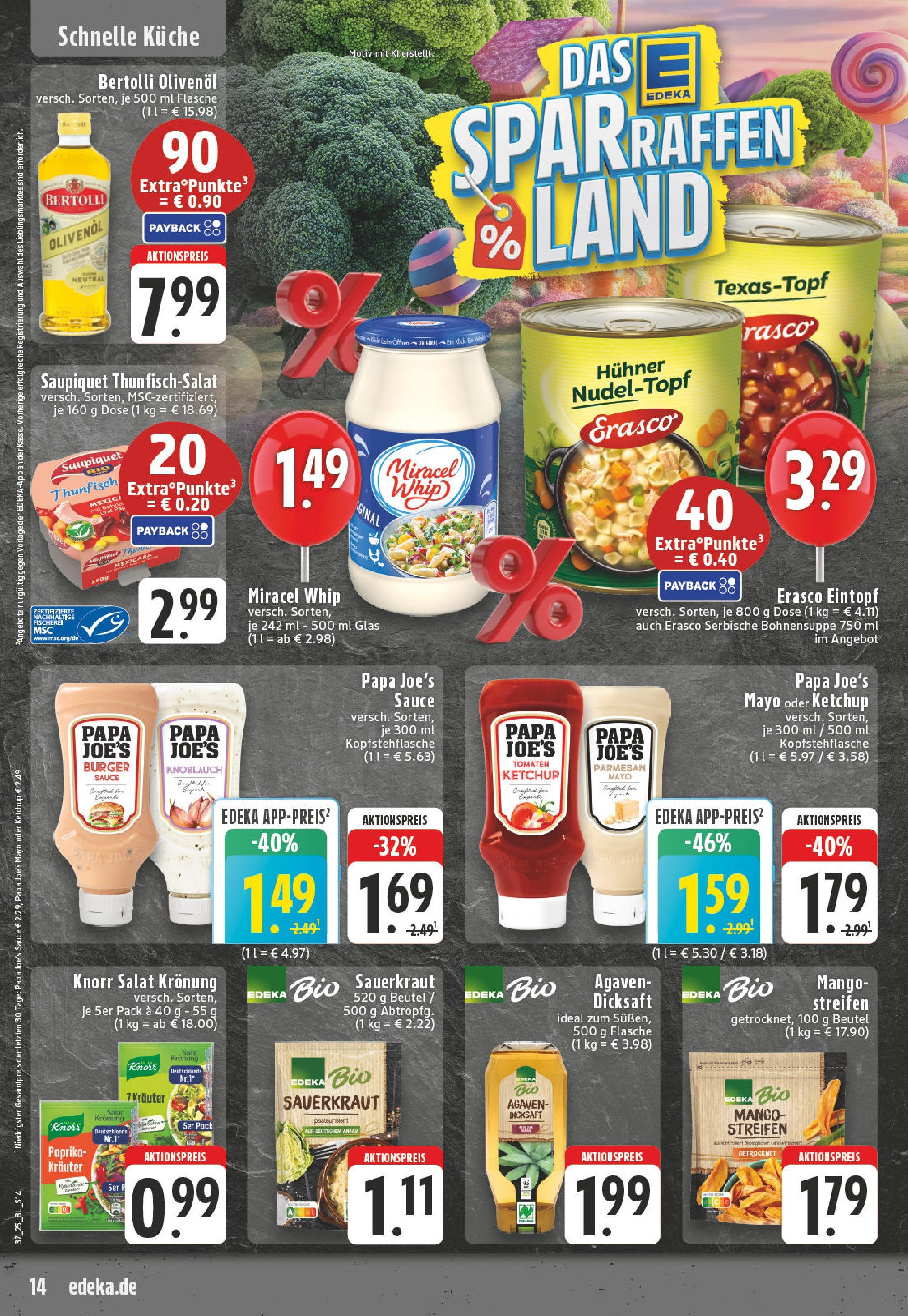 Edeka prospekt Adenau / Eifel (ab 07.09.2025) » Angebote Online | Seite: 14 | Produkte: Dressing, Mango, Erasco, Ketchup Edeka prospekt Adenau / Eifel (ab 07.09.2025) » Angebote Online | Seite: 14 | Produkte: Dressing, Mango, Erasco, Ketchup