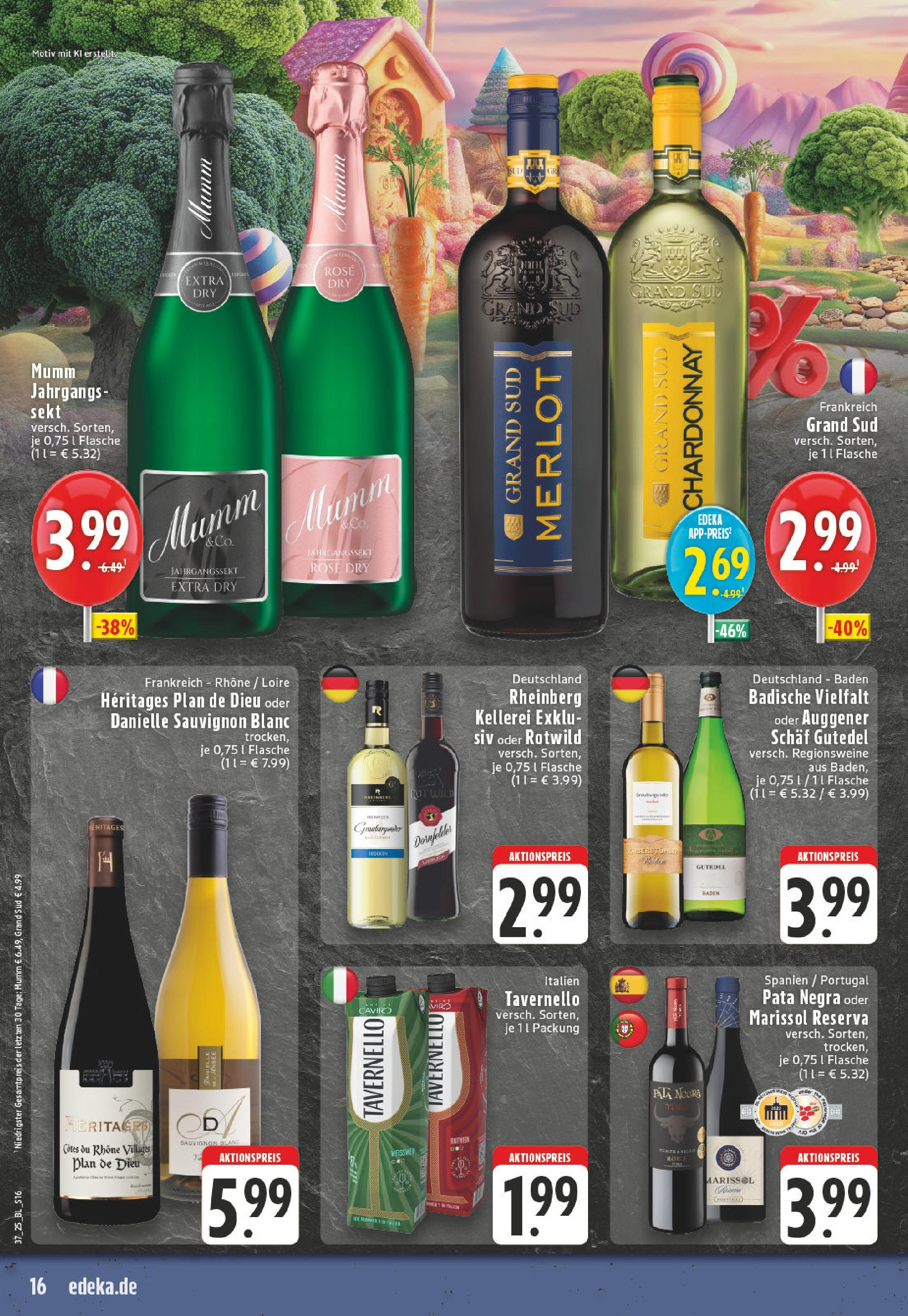 Edeka prospekt Adenau / Eifel (ab 07.09.2025) » Angebote Online | Seite: 16 | Produkte: Rotwein, Sekt, Merlot, Grand sud Edeka prospekt Adenau / Eifel (ab 07.09.2025) » Angebote Online | Seite: 16 | Produkte: Rotwein, Sekt, Merlot, Grand sud