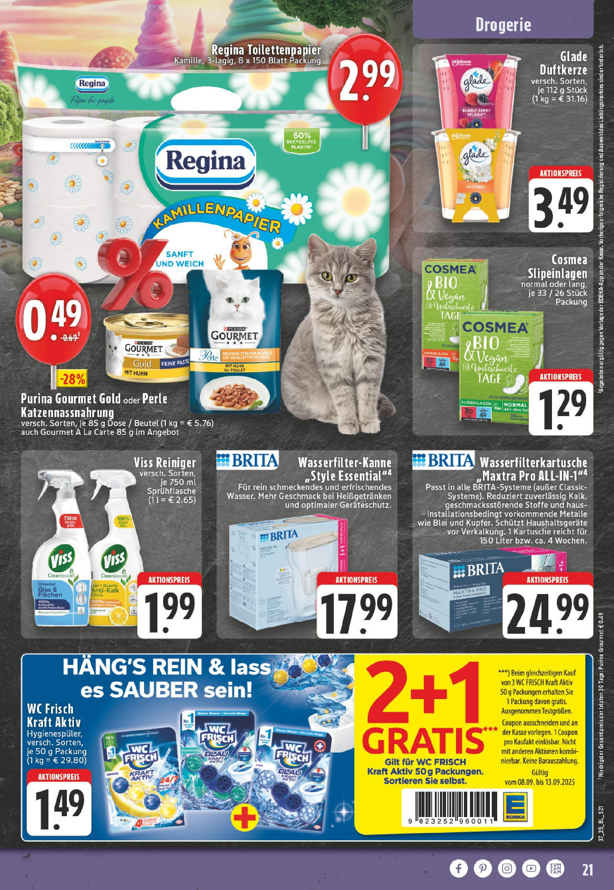 Edeka prospekt Adenau / Eifel (ab 07.09.2025) » Angebote Online | Seite: 21 | Produkte: Dusche, Wc frisch, Purina gourmet gold, Toilettenpapier Edeka prospekt Adenau / Eifel (ab 07.09.2025) » Angebote Online | Seite: 21 | Produkte: Dusche, Wc frisch, Purina gourmet gold, Toilettenpapier