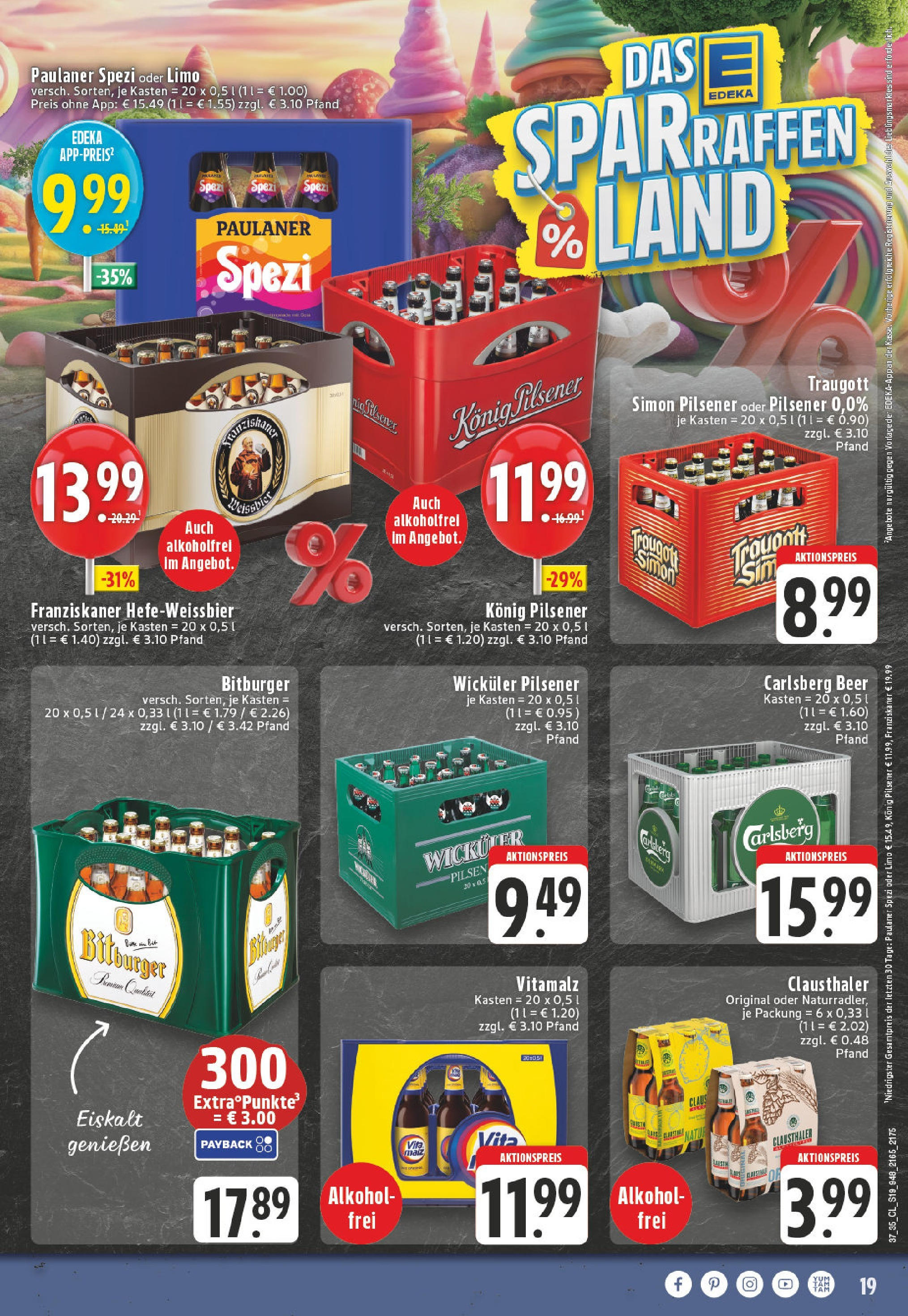 Edeka prospekt Monheim Am Rhein (ab 07.09.2025) » Angebote Online | Seite: 19 | Produkte: Bitburger, Franziskaner, Carlsberg, Paulaner Edeka prospekt Monheim Am Rhein (ab 07.09.2025) » Angebote Online | Seite: 19 | Produkte: Bitburger, Franziskaner, Carlsberg, Paulaner