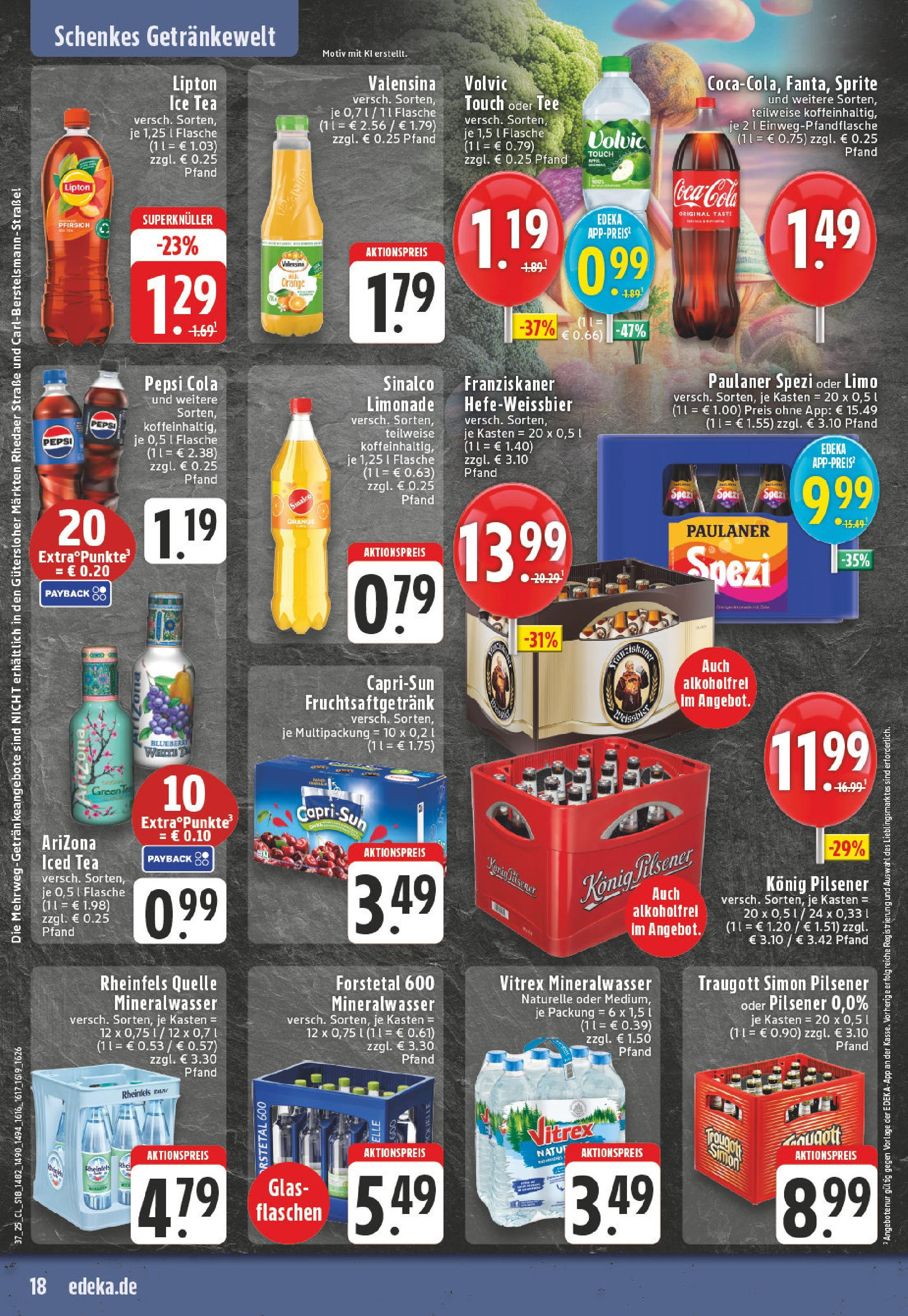 Edeka prospekt Harsewinkel	 (ab 07.09.2025) » Angebote Online | Seite: 18 | Produkte: Sprite, Limonade, Paulaner, Rheinfels quelle