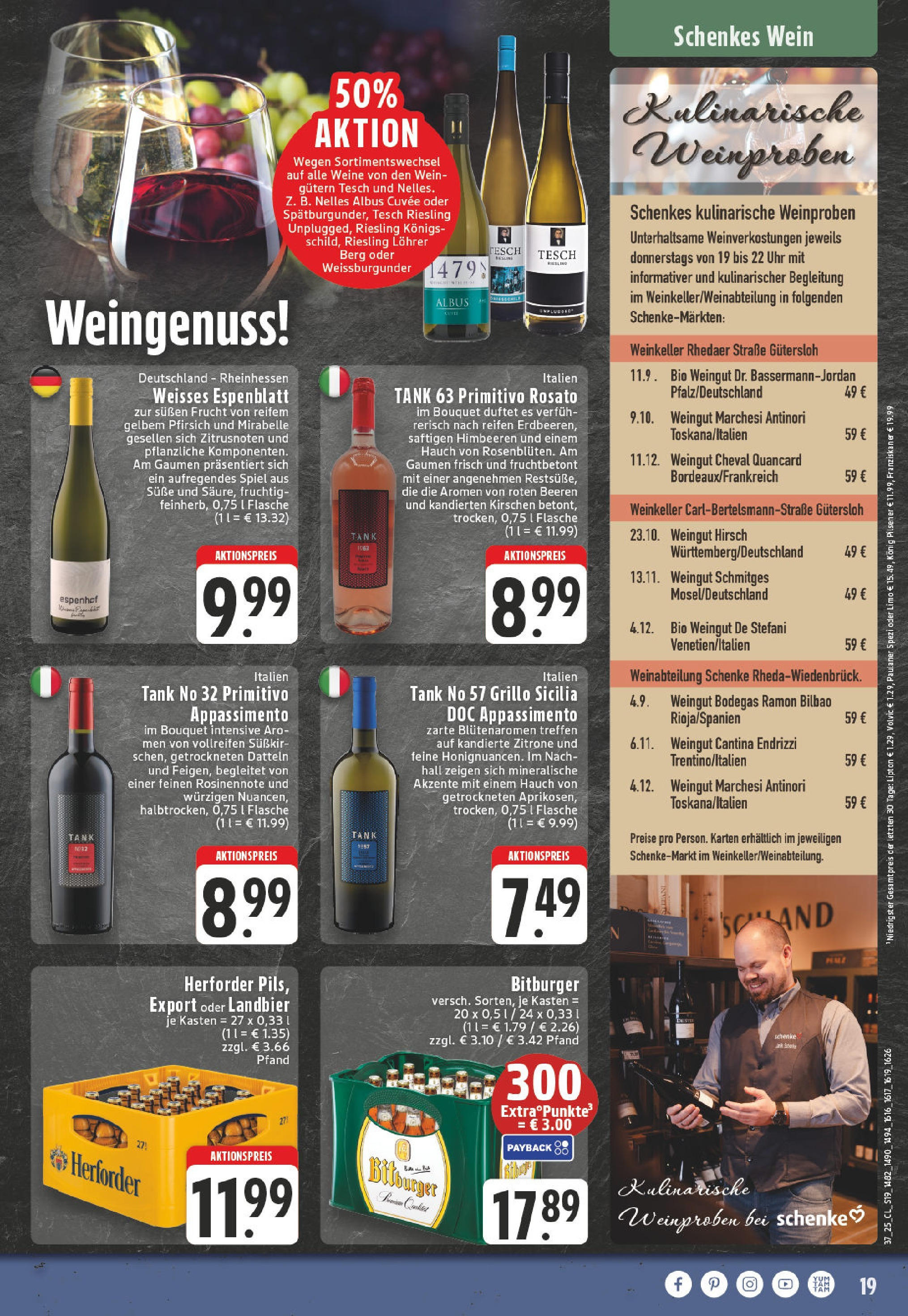 Edeka prospekt Harsewinkel	 (ab 07.09.2025) » Angebote Online | Seite: 19 | Produkte: Bitburger, Kirschen, Wein, Uhr