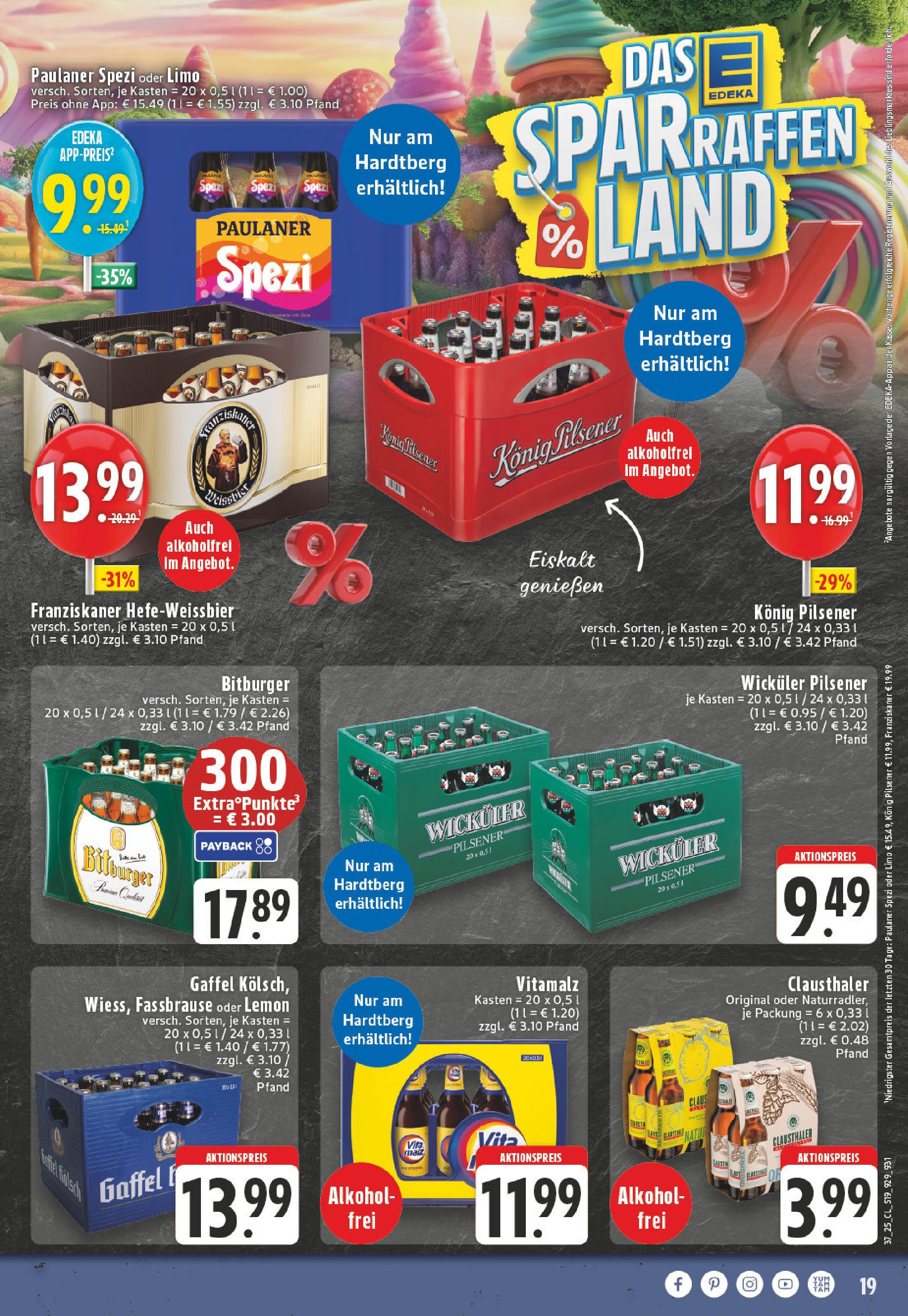 Edeka prospekt Bonn (ab 07.09.2025) » Angebote Online | Seite: 19 | Produkte: Bitburger, Paulaner spezi, Fassbrause, Paulaner Edeka prospekt Bonn (ab 07.09.2025) » Angebote Online | Seite: 19 | Produkte: Bitburger, Paulaner spezi, Fassbrause, Paulaner