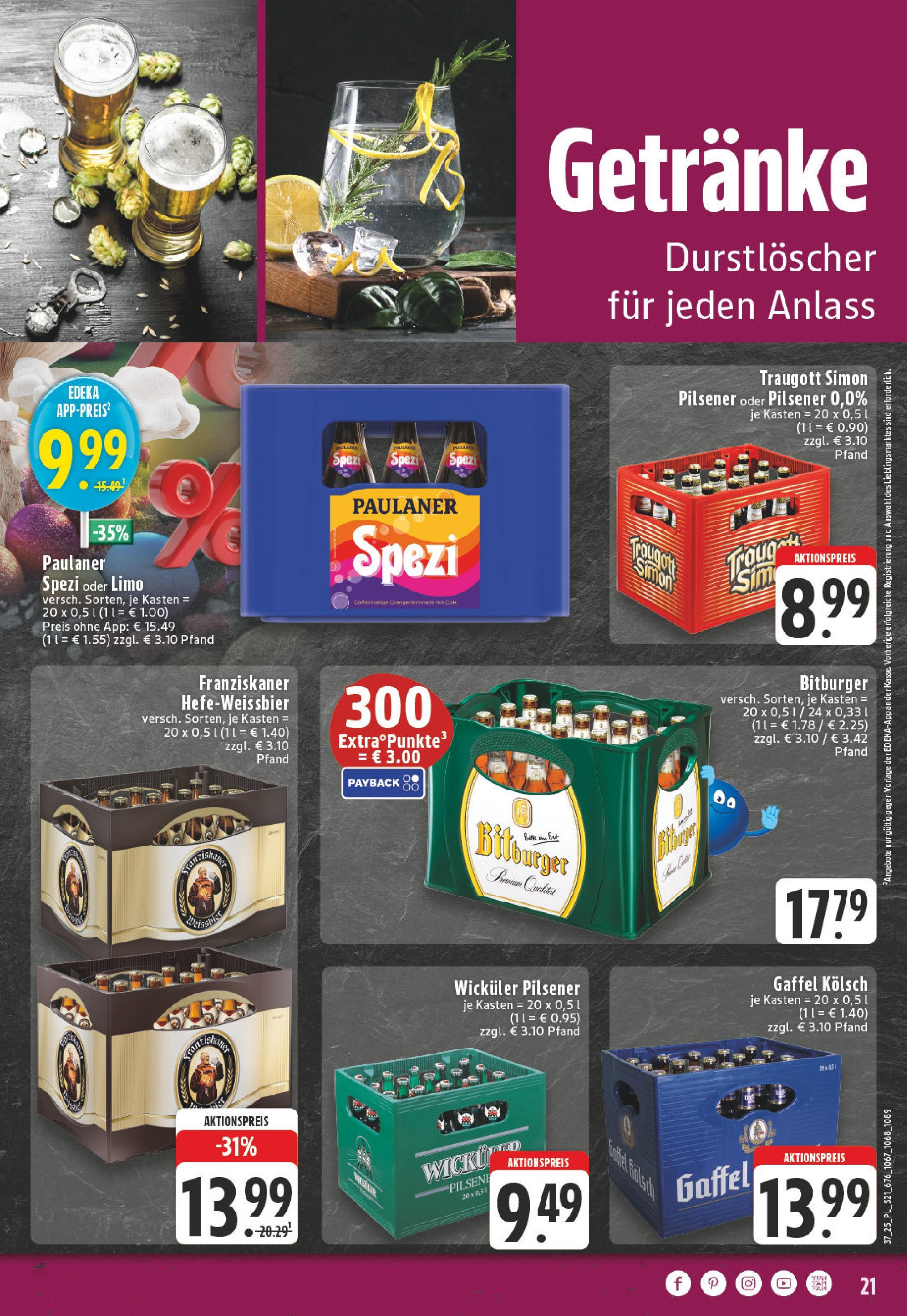 Edeka prospekt Linnich (ab 07.09.2025) » Angebote Online | Seite: 21 | Produkte: Bitburger, Franziskaner, Paulaner spezi, Paulaner Edeka prospekt Linnich (ab 07.09.2025) » Angebote Online | Seite: 21 | Produkte: Bitburger, Franziskaner, Paulaner spezi, Paulaner