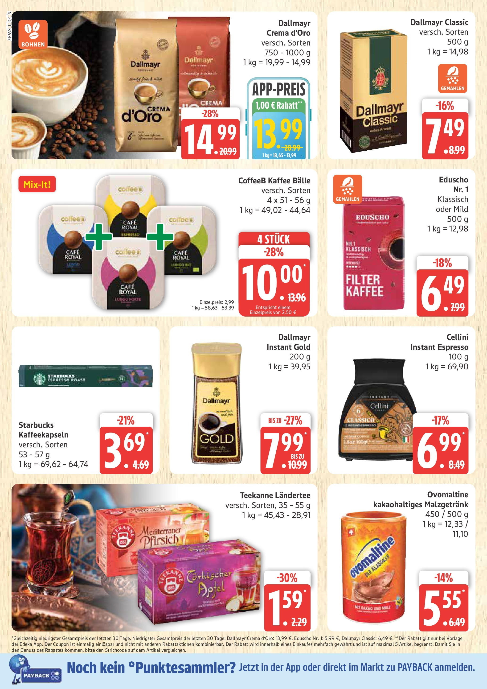 Marktkauf - Marktkauf: Wochenangebote (ab 07.09.2025) » Angebote online | Seite: 20 | Produkte: Ovomaltine, Pfirsich, Teekanne, Eduscho