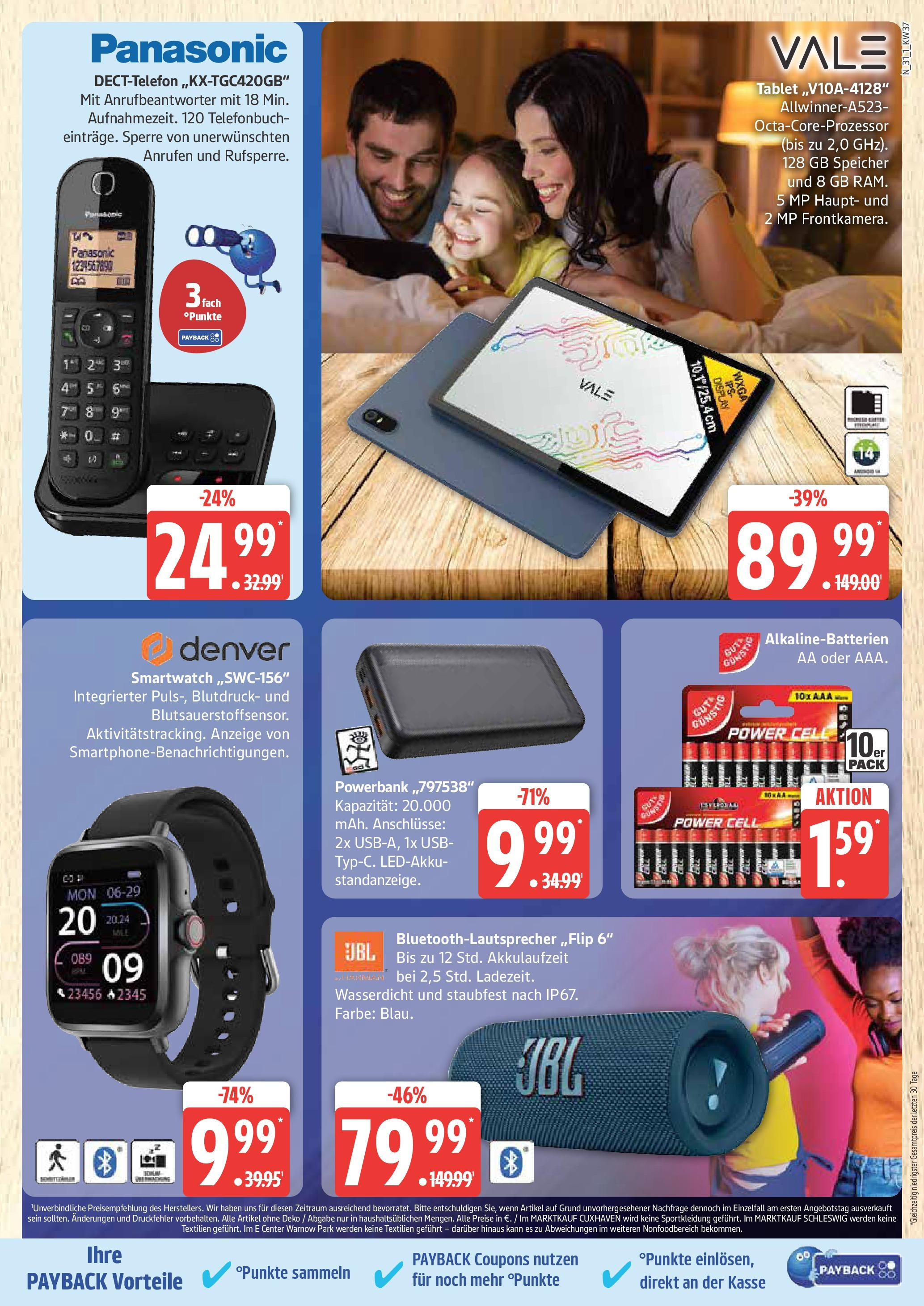 Marktkauf - Marktkauf: Wochenangebote (ab 07.09.2025) » Angebote online | Seite: 31 | Produkte: Panasonic, USB, Powerbank, Tablet