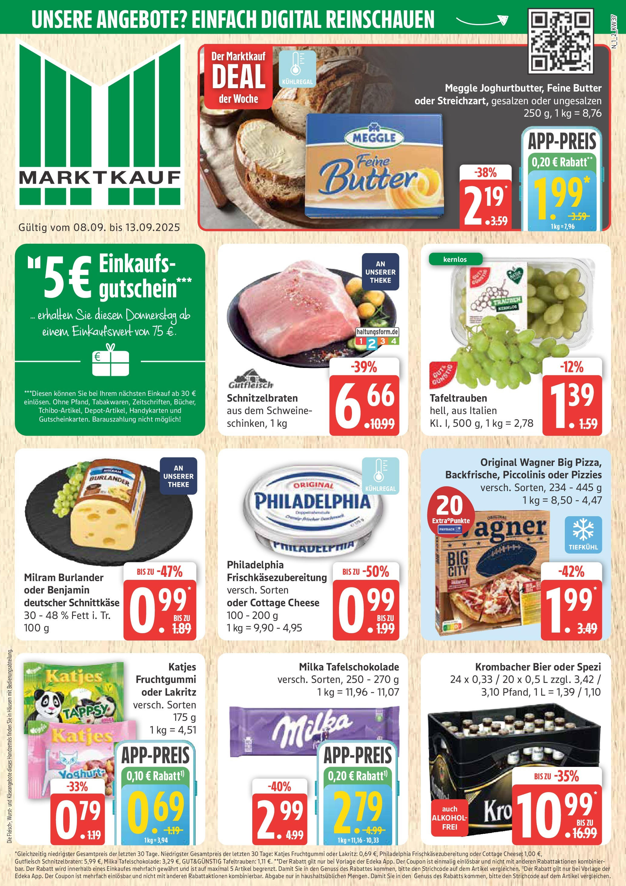 Marktkauf - Marktkauf: Wochenangebote (ab 07.09.2025) » Angebote online | Seite: 1 | Produkte: Trauben, Wurst, Krombacher, Piccolinis