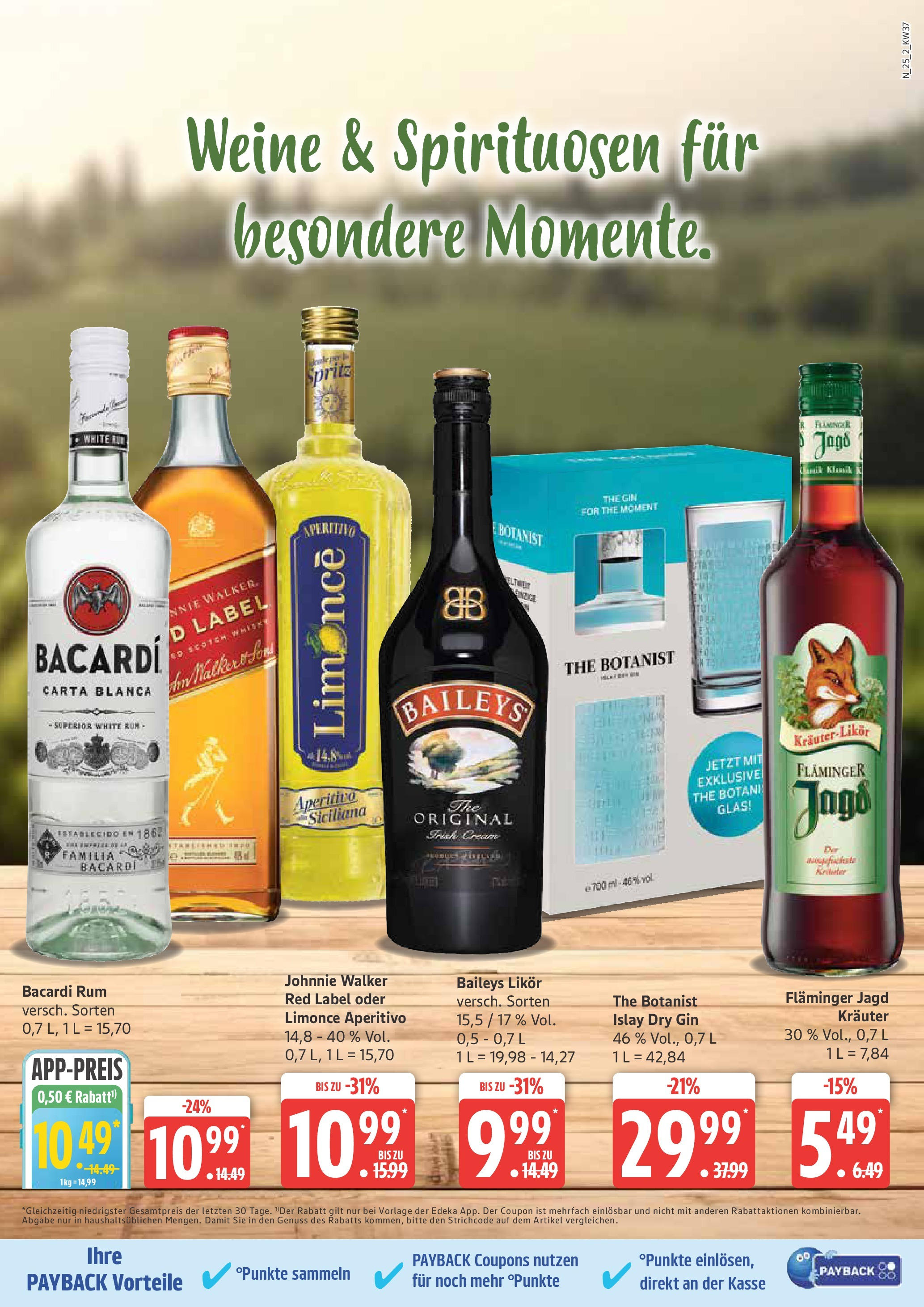 Marktkauf - Marktkauf: Wochenangebote (ab 07.09.2025) » Angebote online | Seite: 25 | Produkte: Bacardi, Rum, Gin, Johnnie walker