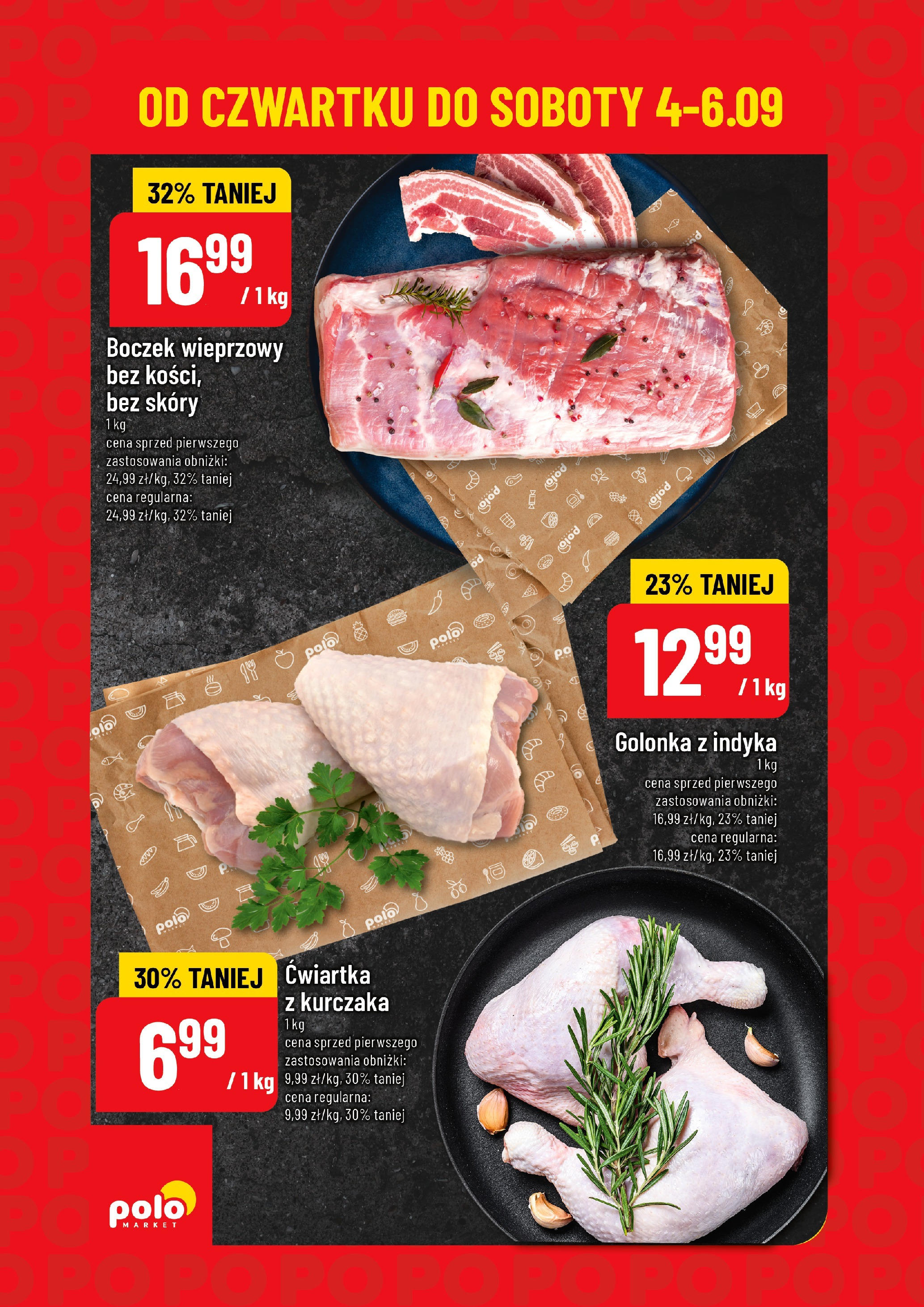 POLOmarket gazetka od jutra (04.09.2025) - Nowa PDF | Strona: 4 | Produkty: Boczek wieprzowy, Boczek, Ćwiartka z kurczaka