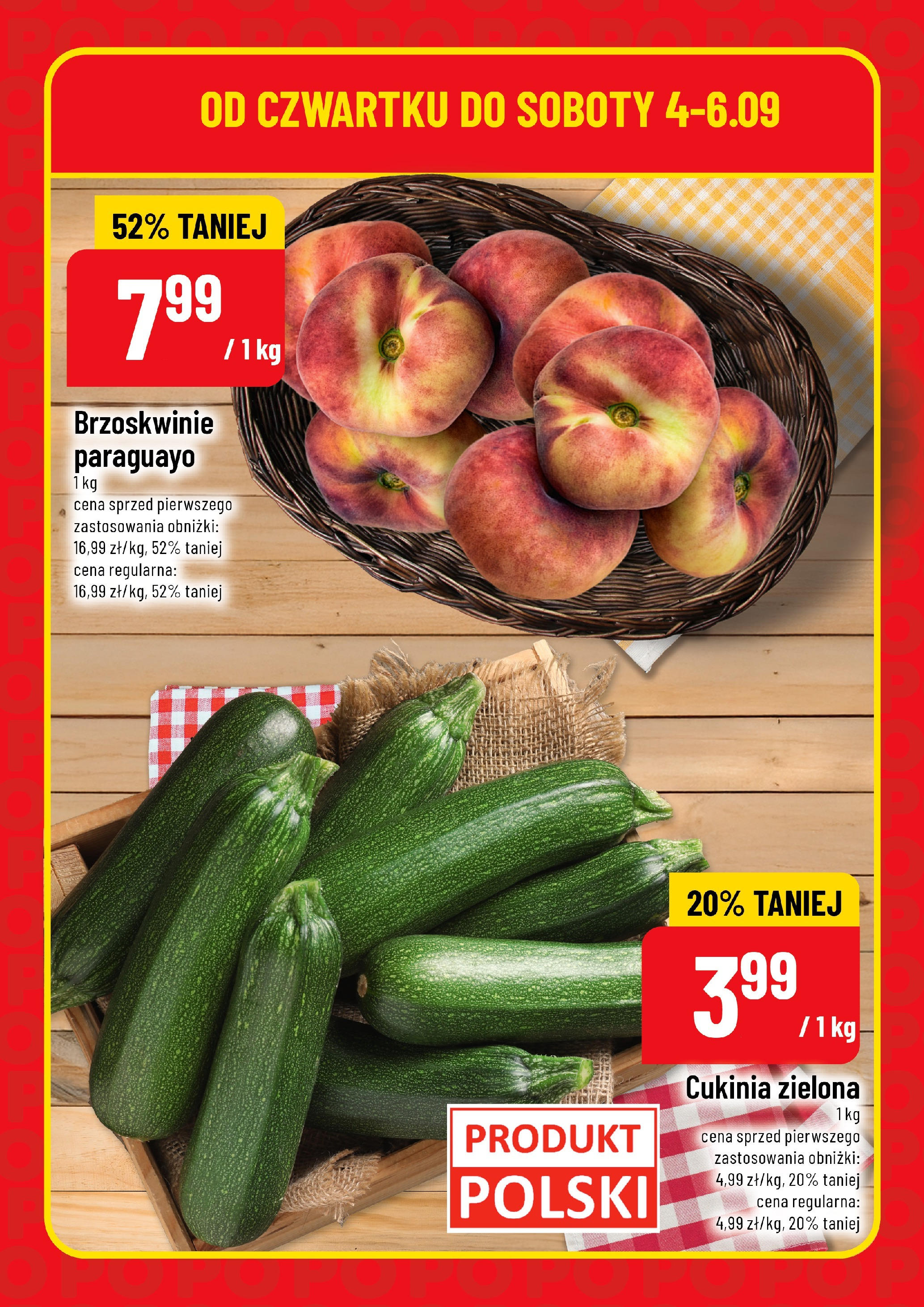 POLOmarket gazetka od jutra (04.09.2025) - Nowa PDF | Strona: 6 | Produkty: Cukinia, Brzoskwinie
