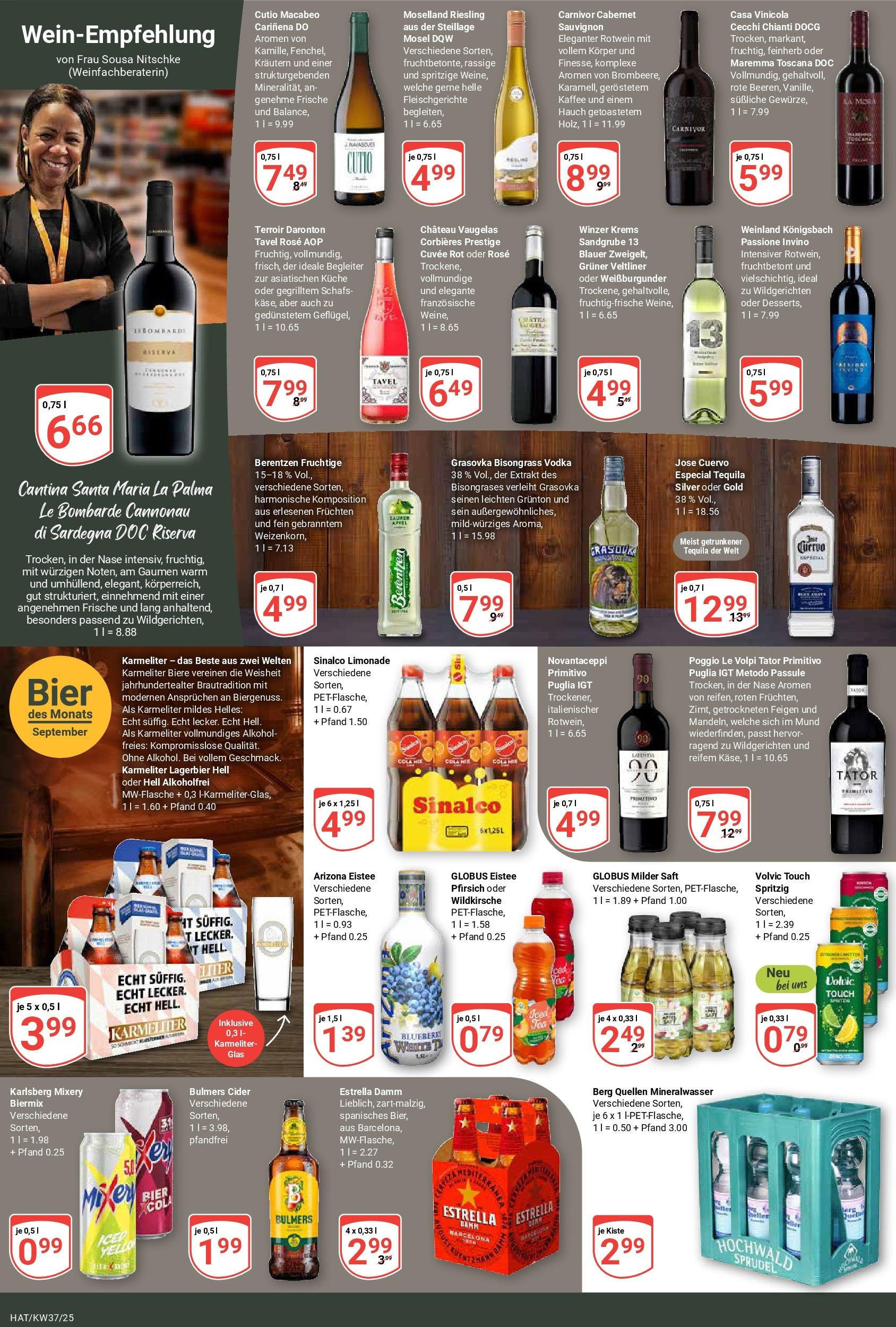 Globus prospekt Hattersheim	 (ab 07.09.2025) » Angebote online | Seite: 16 | Produkte: Sinalco, Bier, Äpfel, Mineralwasser