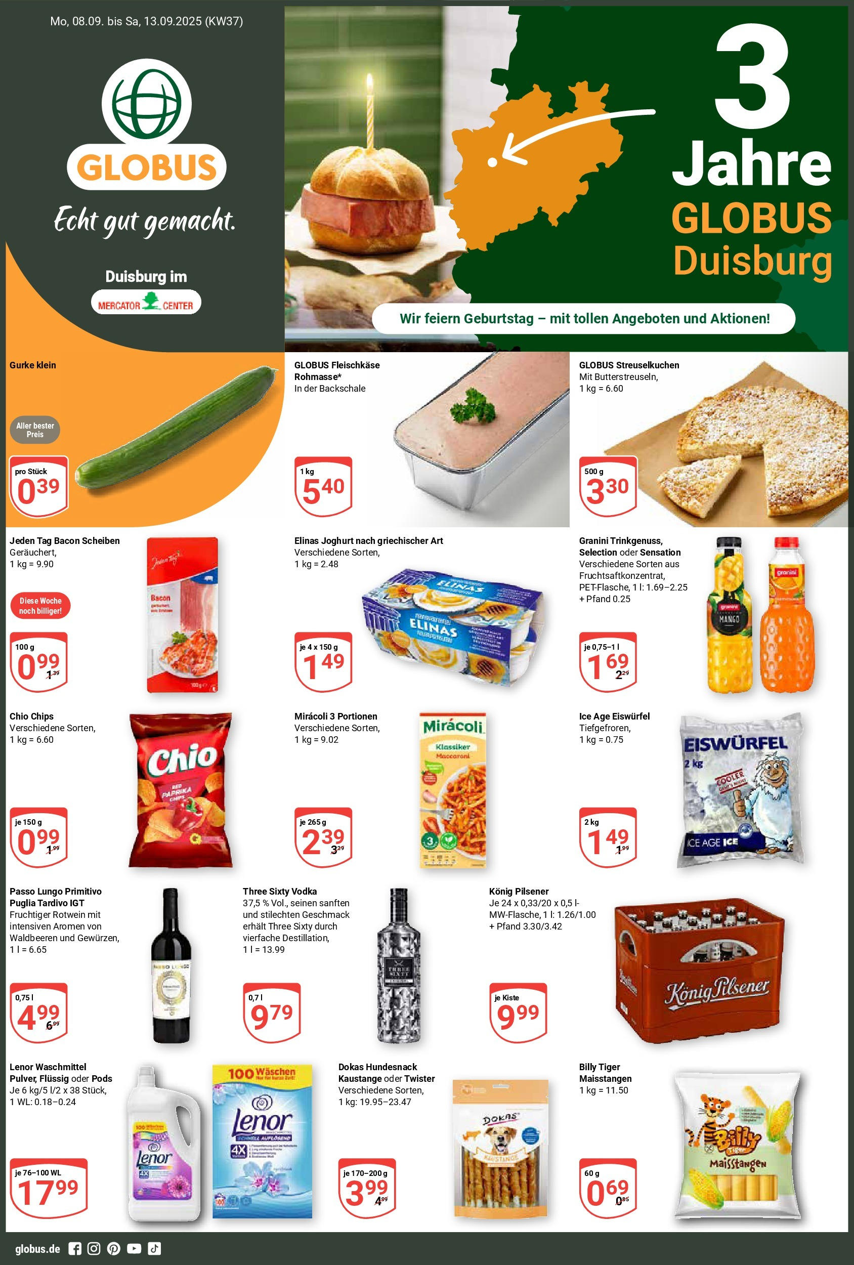 Globus prospekt Duisburg (ab 07.09.2025) » Angebote ab Montag | Seite: 1 | Produkte: Lenor, Joghurt, Rotwein, Granini Globus prospekt Duisburg (ab 07.09.2025) » Angebote online | Seite: 1 | Produkte: Lenor, Joghurt, Rotwein, Granini