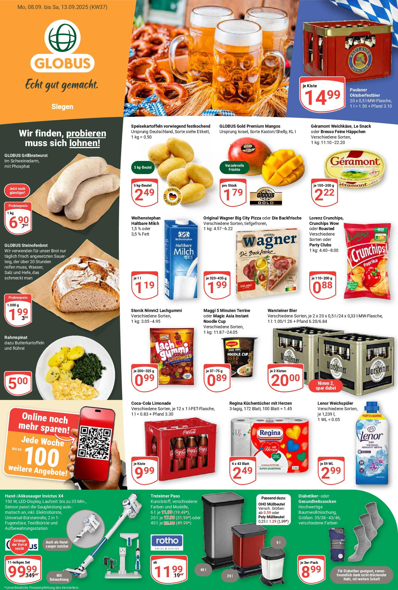 Globus prospekt Siegen	 (ab 07.09.2025) » Angebote online | Seite: 1 | Produkte: Bier, Bresso, Warsteiner, Pizza