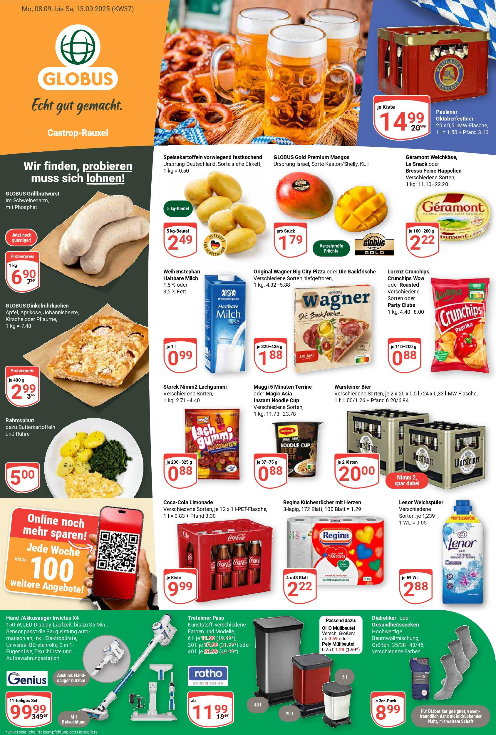 Globus prospekt Castrop-Rauxel	 (ab 07.09.2025) » Angebote online | Seite: 1 | Produkte: Bresso, Pizza, Paulaner, Maggi 5 minuten terrine